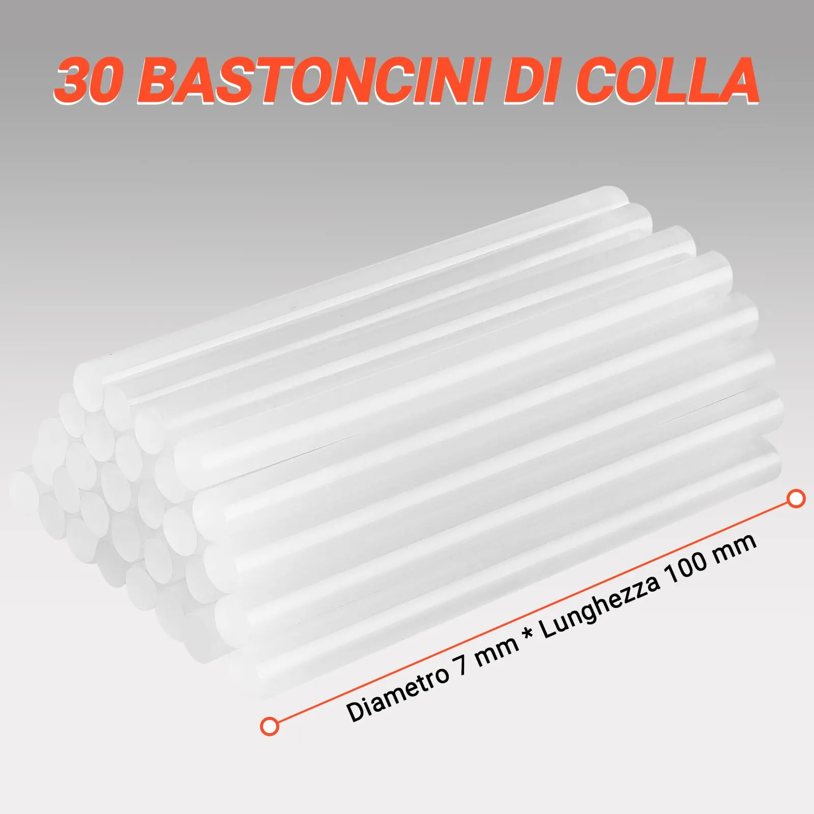 DEKOPRO Pistola Colla a Caldo 20W con 30 Bastoncini di Colla, Nero-Arancione - immagine 5