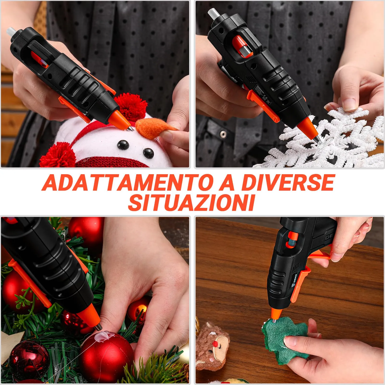 DEKOPRO Pistola Colla a Caldo 20W con 30 Bastoncini di Colla, Nero-Arancione - immagine 7