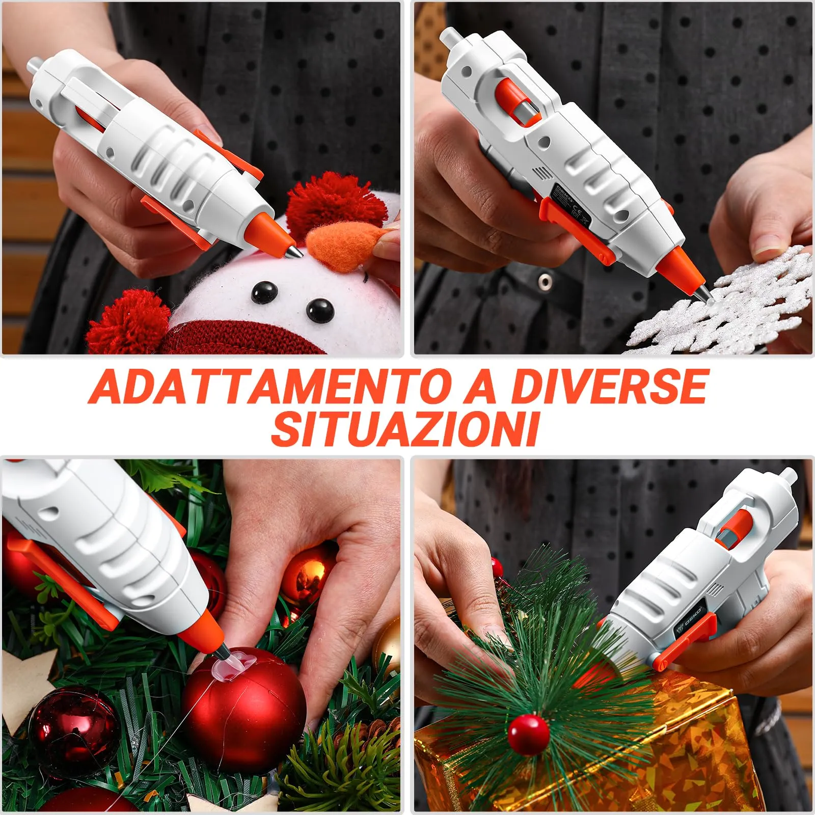 DEKOPRO Pistola Colla a Caldo 20W con 30 Bastoncini di Colla, Bianco-Arancione - immagine 7