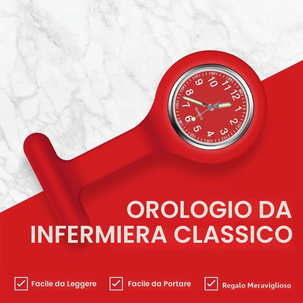 Vicloon Orologio da Infermiere in Silicone con Spilla, Quadrante Rotondo per Medici e Paramedici - immagine 4