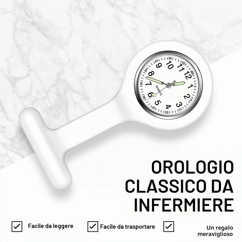 Vicloon Orologio da Infermiere in Silicone con Spilla, Quadrante Rotondo per Medici e Paramedici - immagine 4