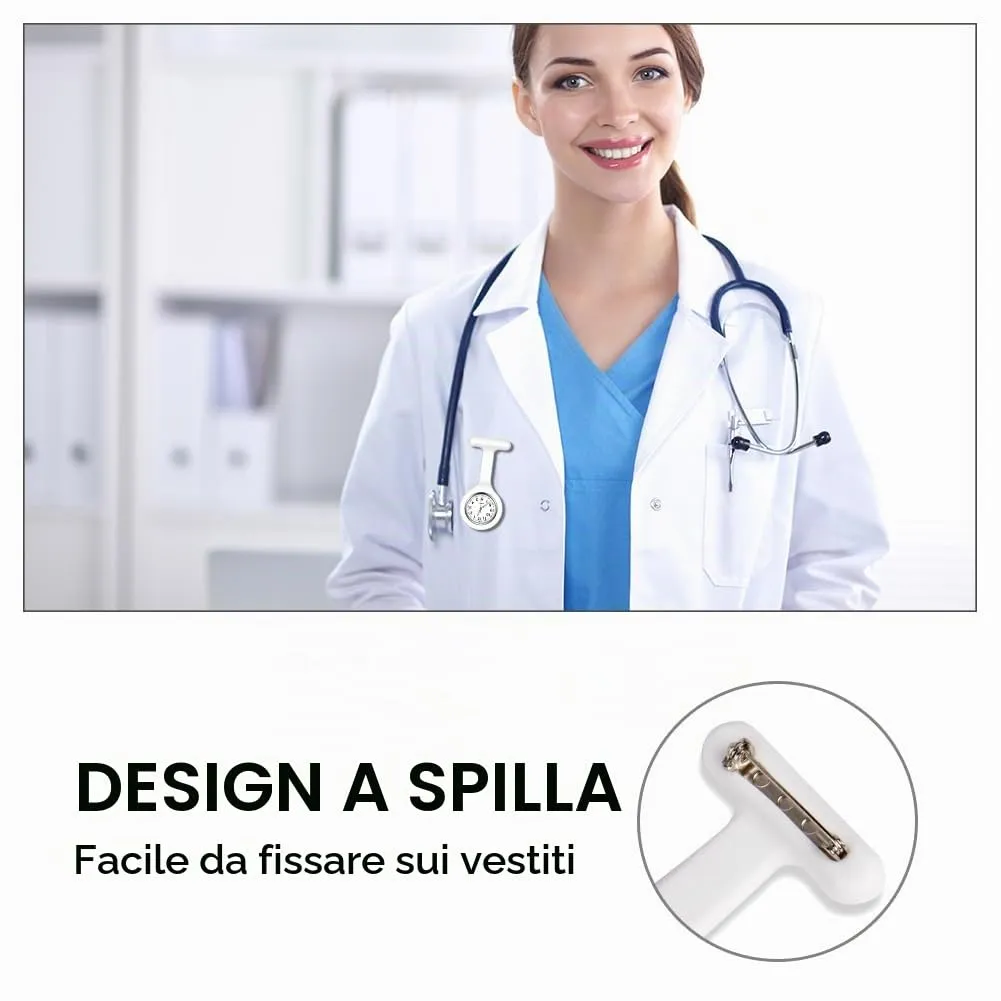 Vicloon Orologio da Infermiere in Silicone con Spilla, Quadrante Rotondo per Medici e Paramedici - immagine 6