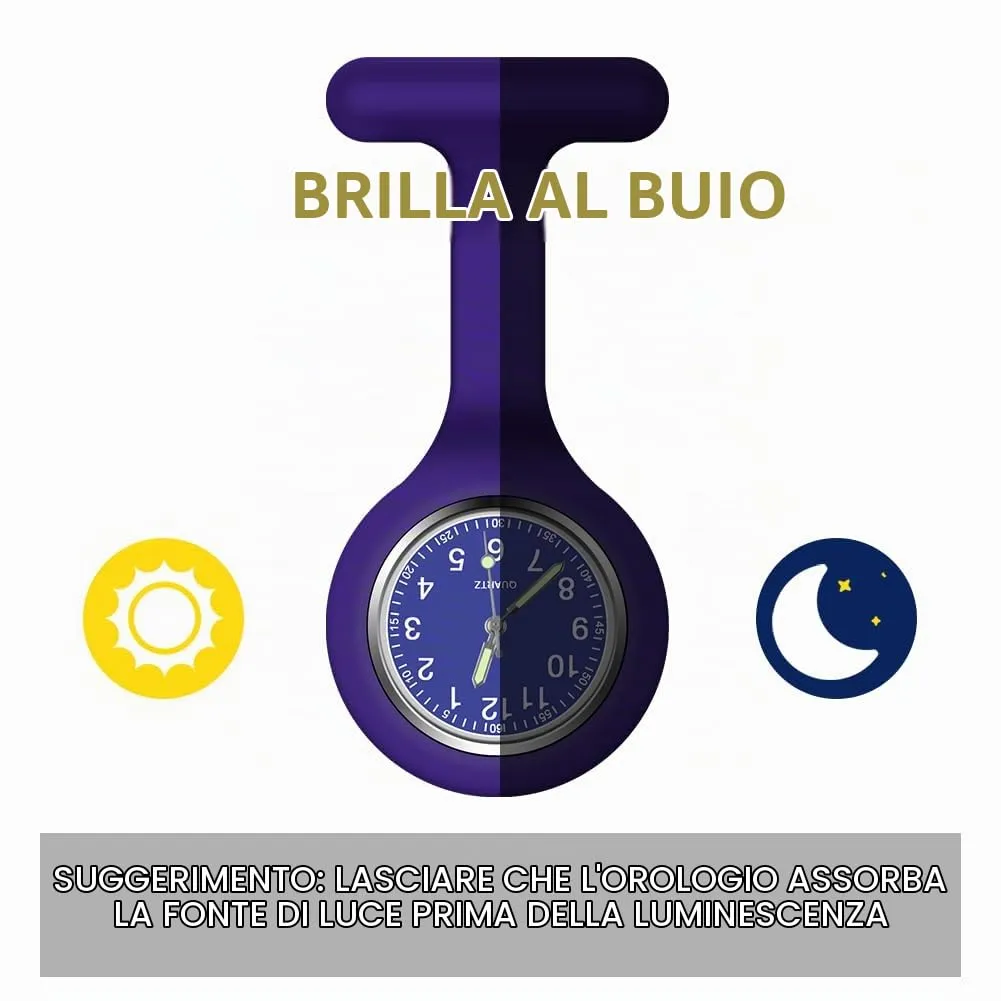 Vicloon Orologio da Infermiere in Silicone con Spilla, Quadrante Rotondo per Medici e Paramedici - immagine 3