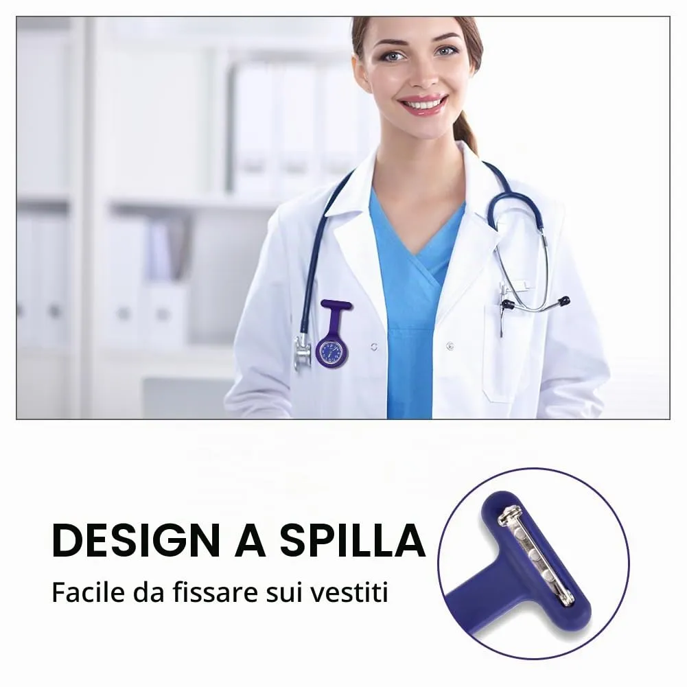 Vicloon Orologio da Infermiere in Silicone con Spilla, Quadrante Rotondo per Medici e Paramedici - immagine 6