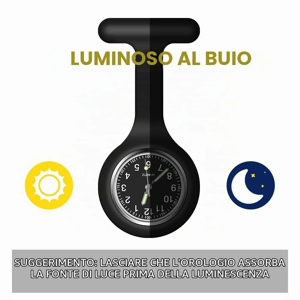 Vicloon Orologio da Infermiere in Silicone con Spilla, Quadrante Rotondo per Medici e Paramedici - immagine 3