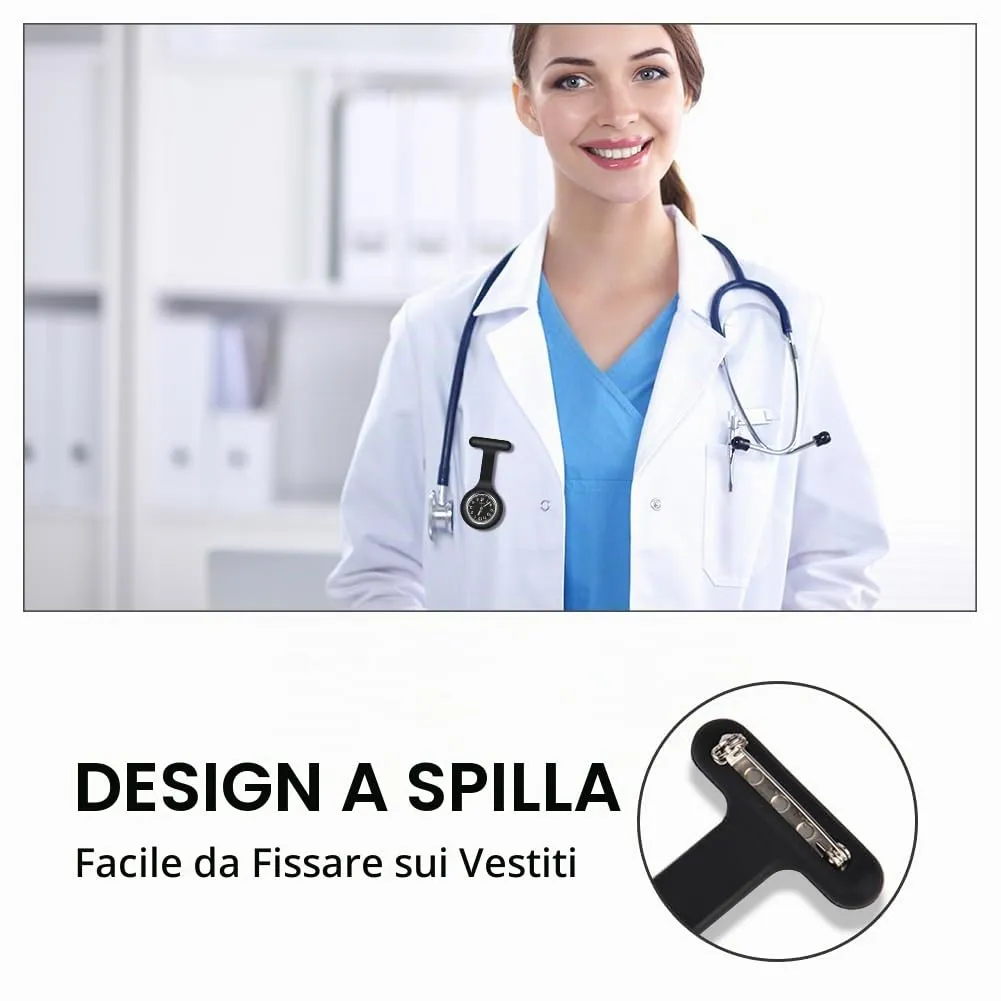 Vicloon Orologio da Infermiere in Silicone con Spilla, Quadrante Rotondo per Medici e Paramedici - immagine 6