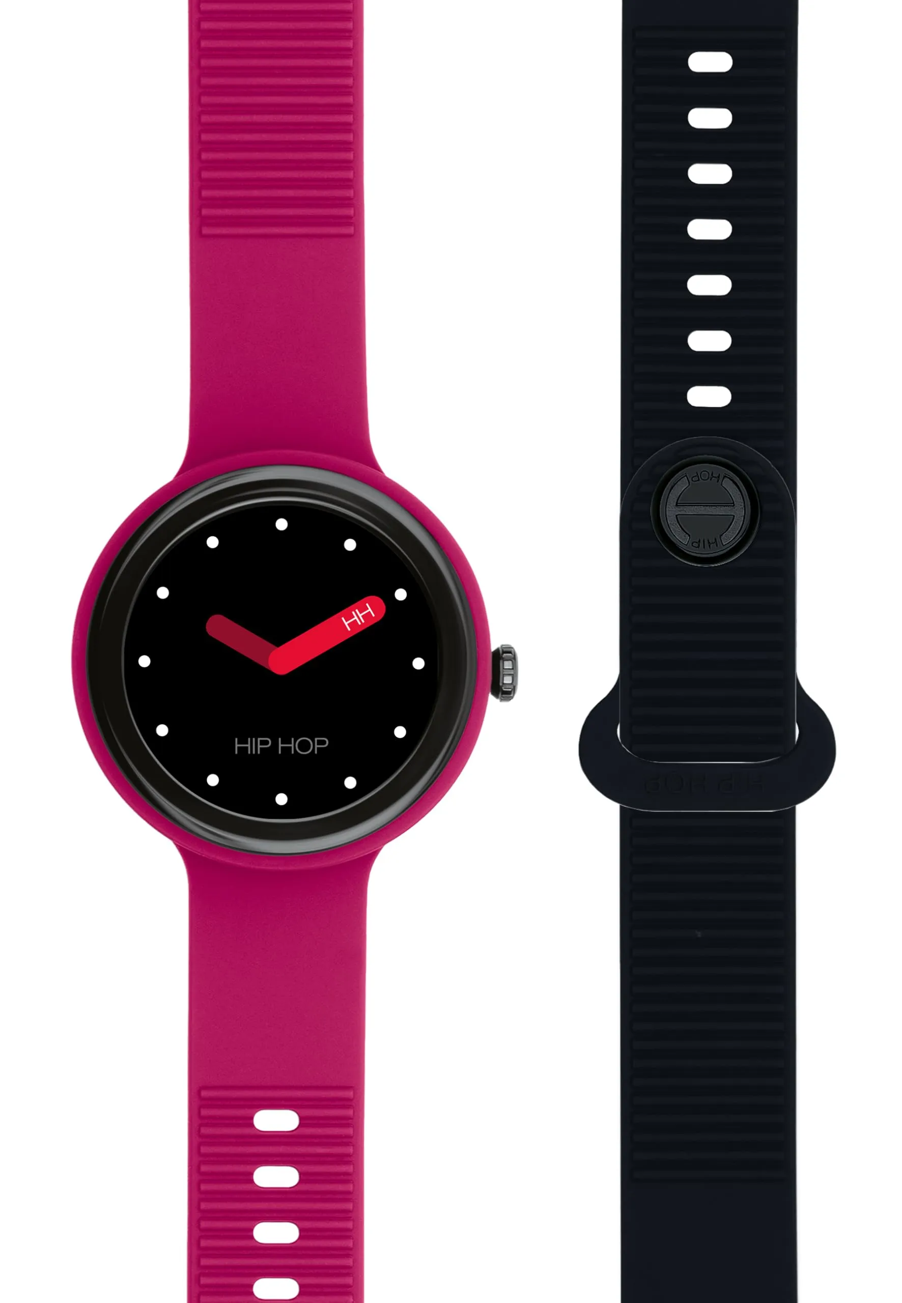 Hip Hop Hero.Next Smartwatch HWU1196, Quadrante Nero, Cinturino Silicone Fucsia e Nero - immagine 2