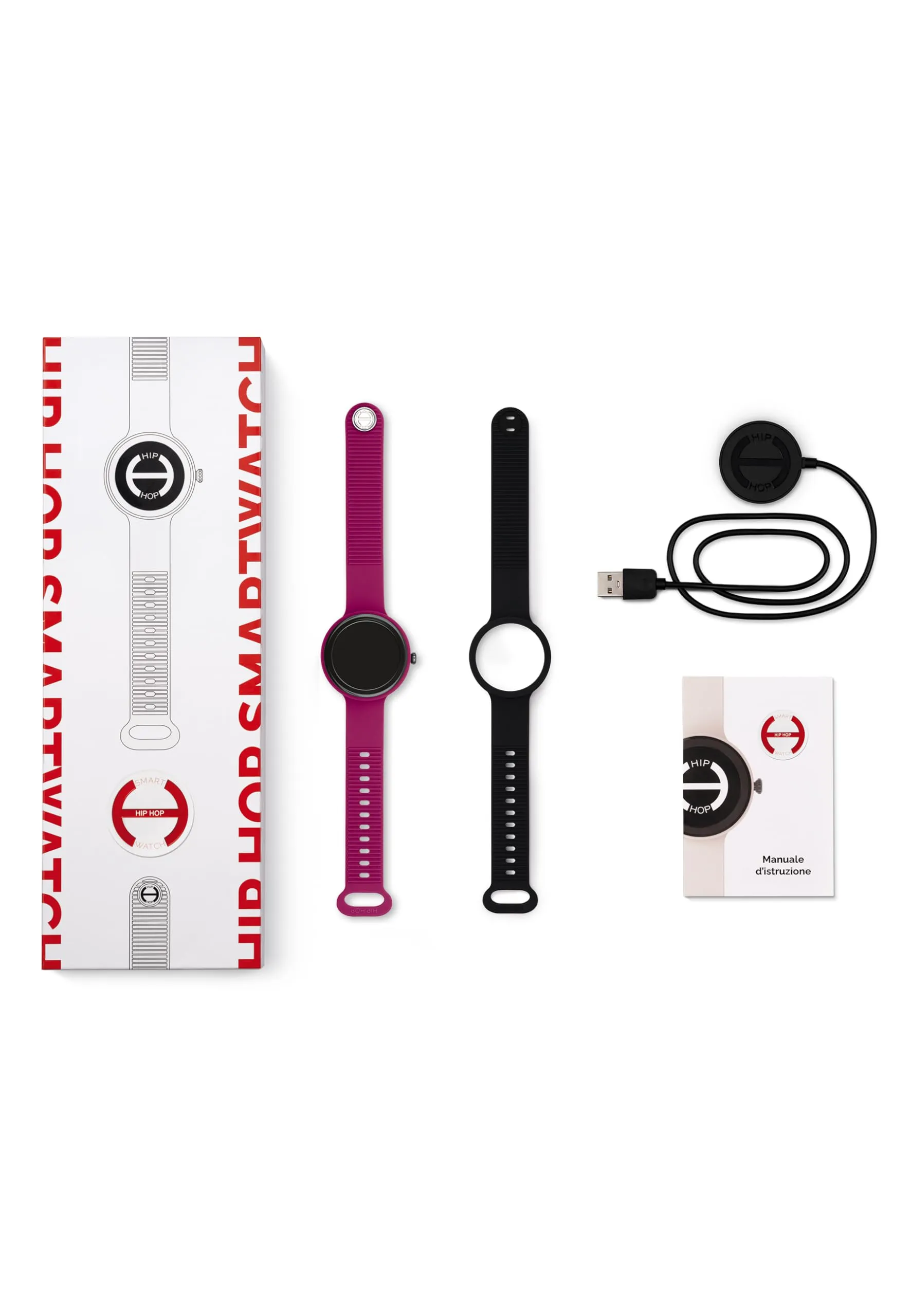 Hip Hop Hero.Next Smartwatch HWU1196, Quadrante Nero, Cinturino Silicone Fucsia e Nero - immagine 6