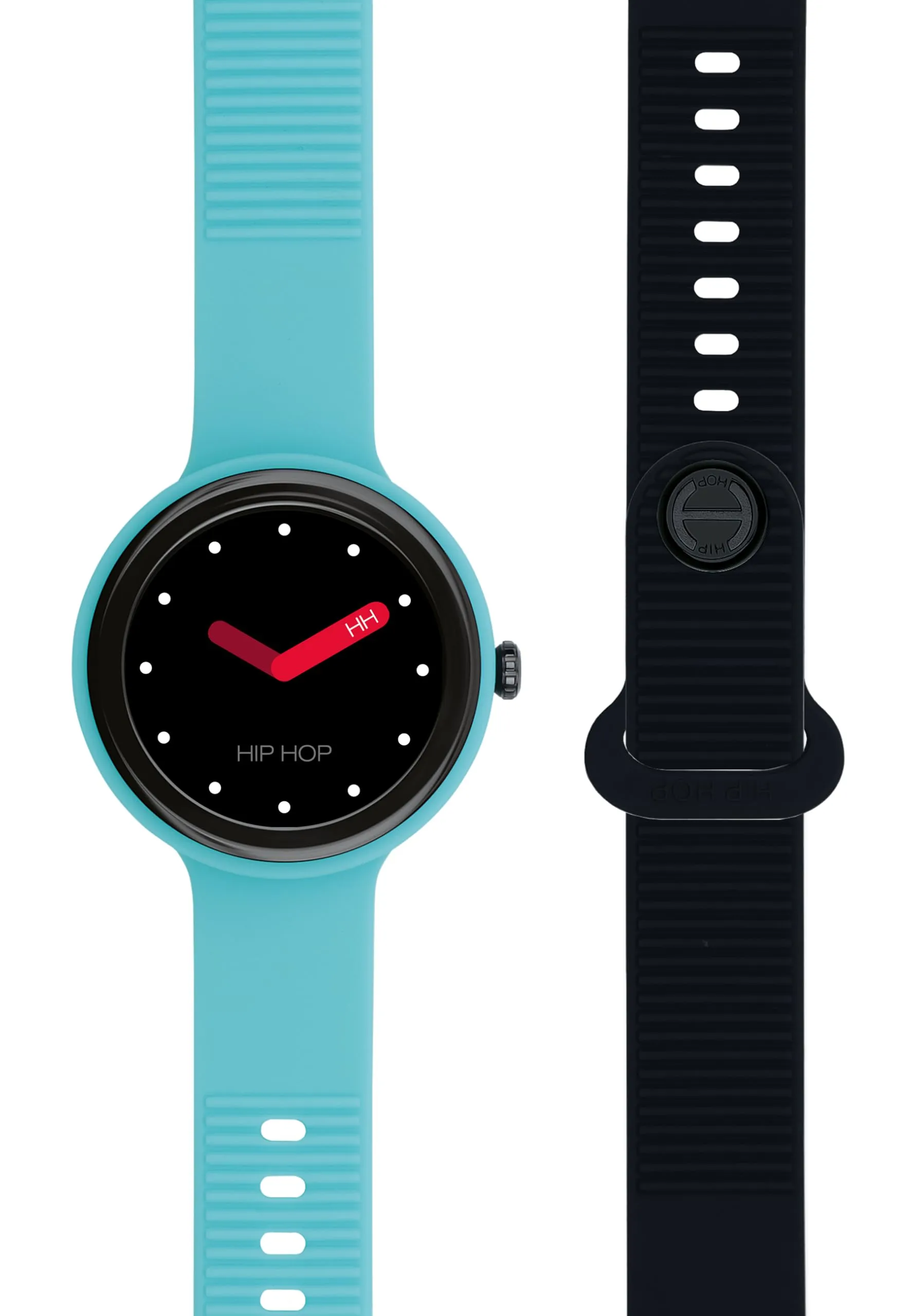 Hip Hop Hero.Next Smartwatch HWU1194, Quadrante Nero, Cinturino Silicone Azzurro e Nero - immagine 2