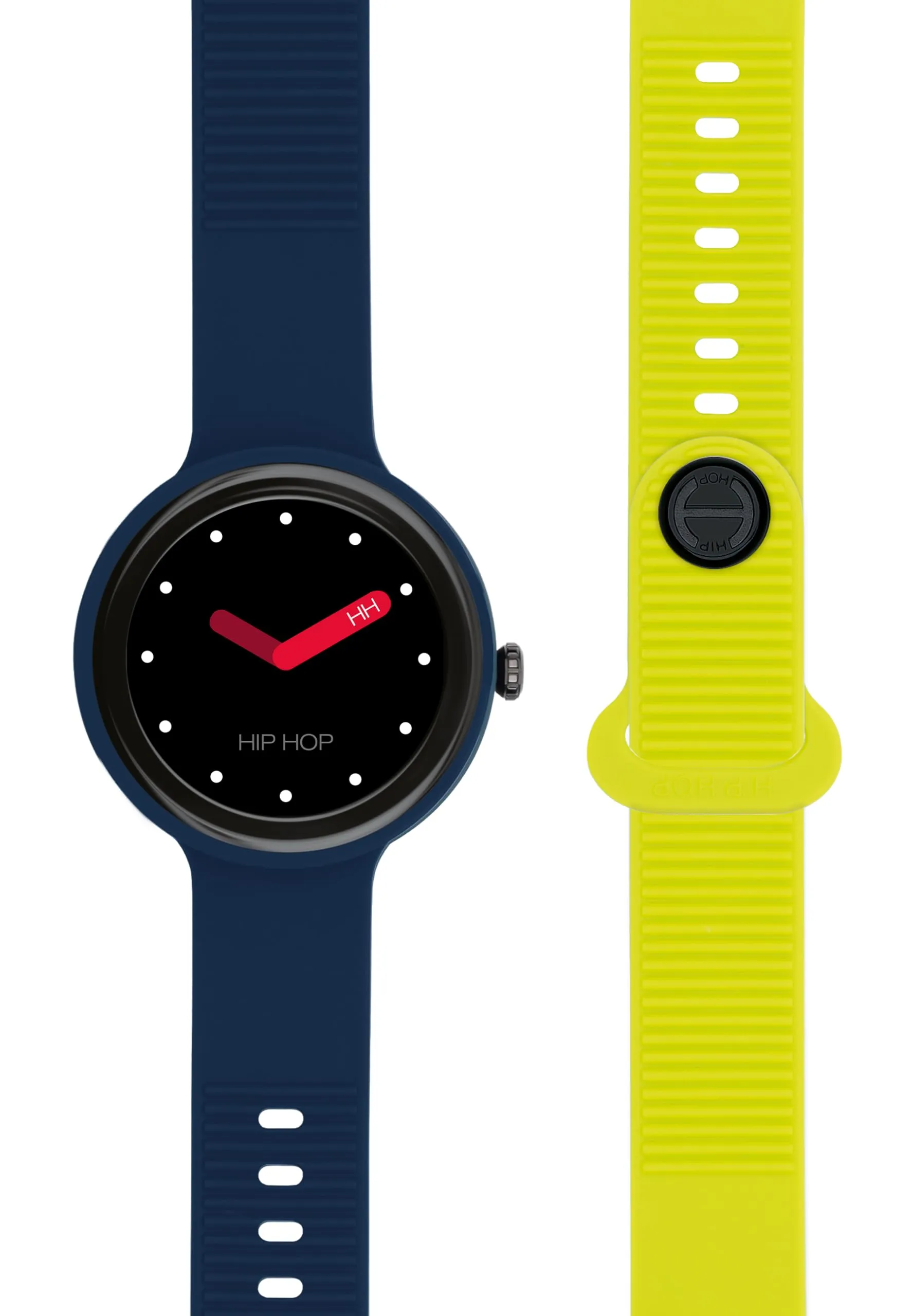 Hip Hop HWU1204 Smartwatch Donna, Quadrante Nero, Cinturino Silicone Blu Giallo - immagine 2