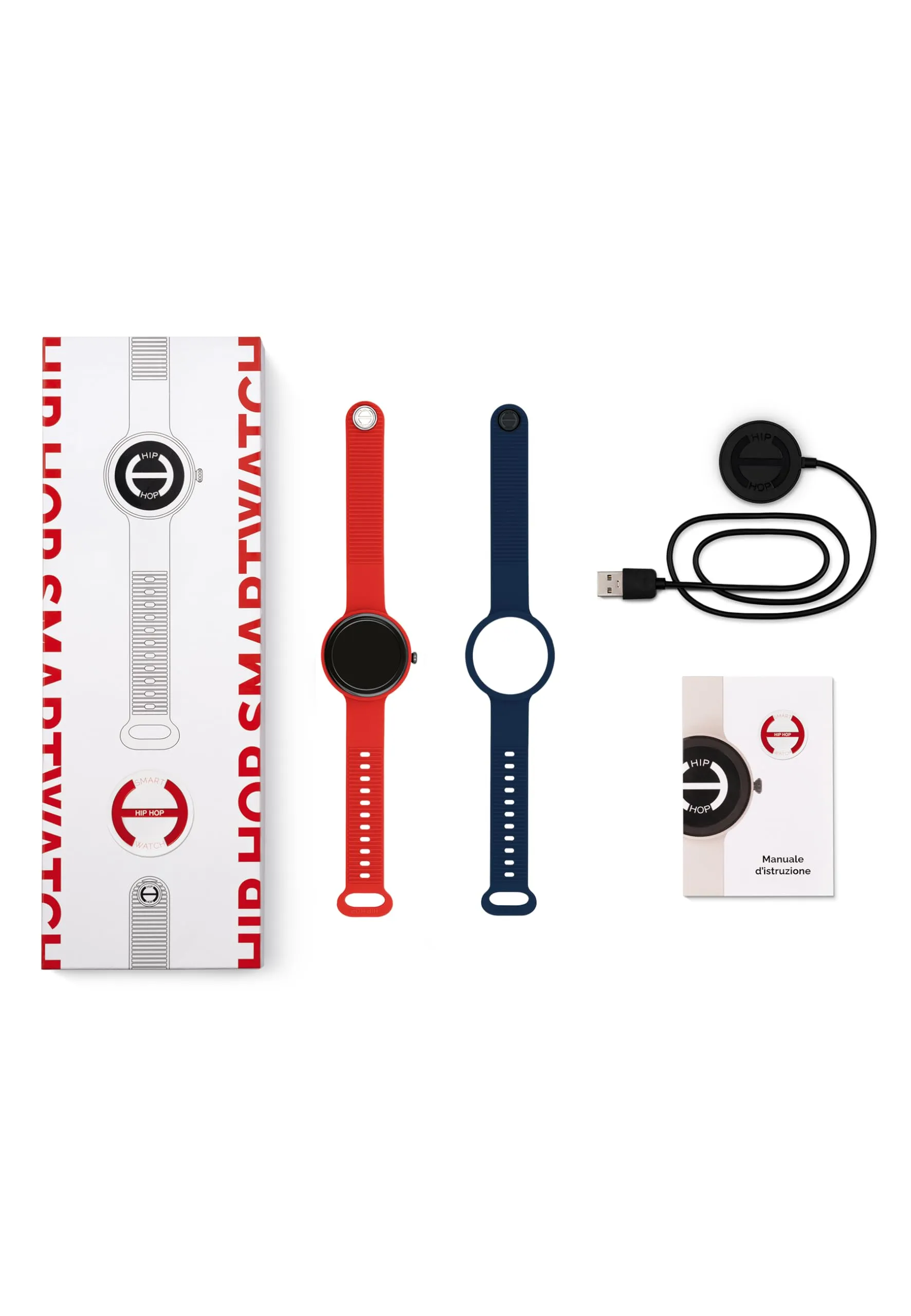 Hip Hop HWU1202 Smartwatch Donna - Quadrante Nero, Cinturino Silicone Rosso Blu - immagine 6