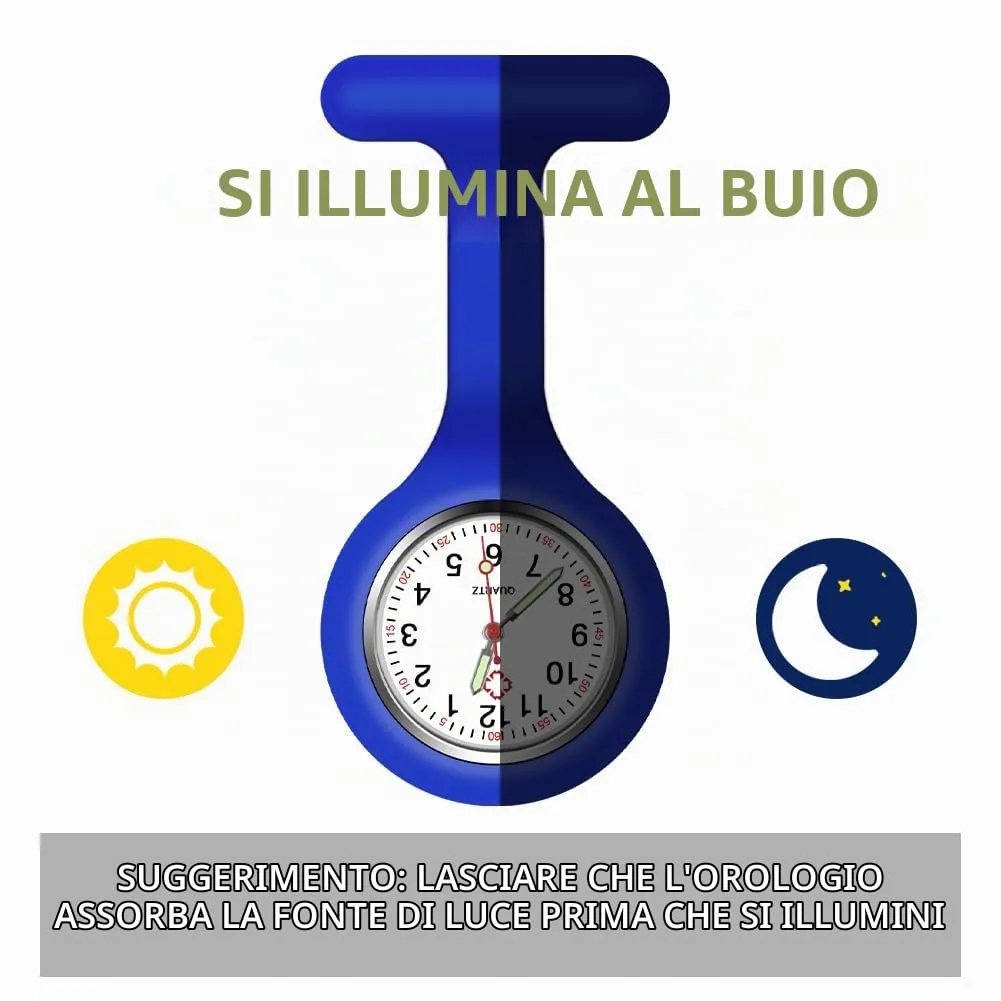 Vicloon Orologio da Infermiere in Silicone con Spilla - Blu - immagine 3