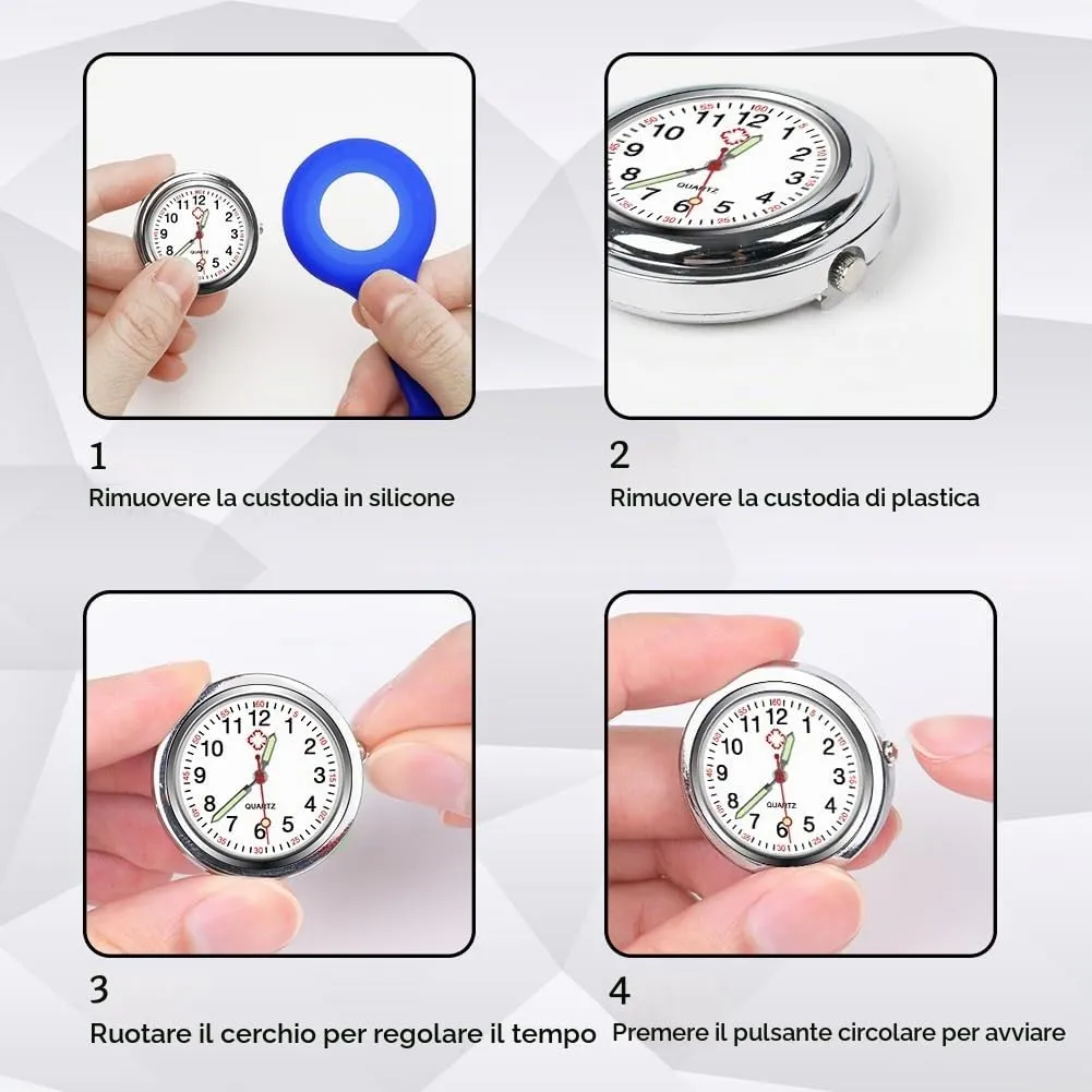 Vicloon Orologio da Infermiere in Silicone con Spilla - Blu - immagine 4