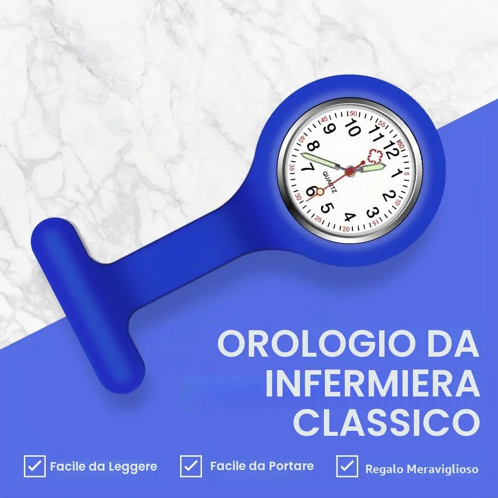 Vicloon Orologio da Infermiere in Silicone con Spilla - Blu - immagine 5