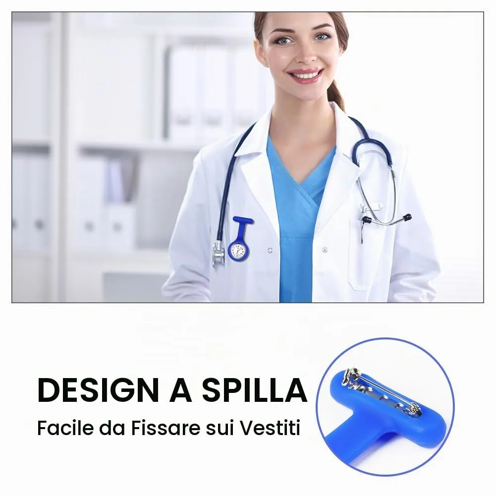Vicloon Orologio da Infermiere in Silicone con Spilla - Blu - immagine 6