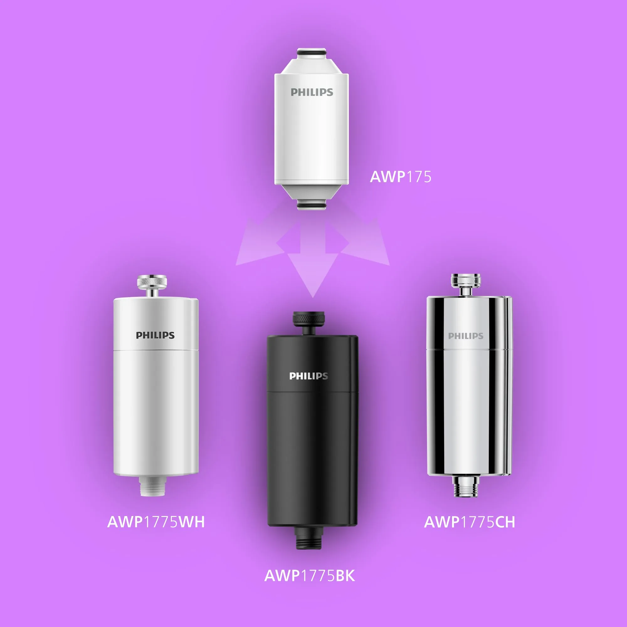 Philips Water Filtro da doccia In-Line con 3 ricambi, Cromo, AWP1775P3CH/10 - immagine 5
