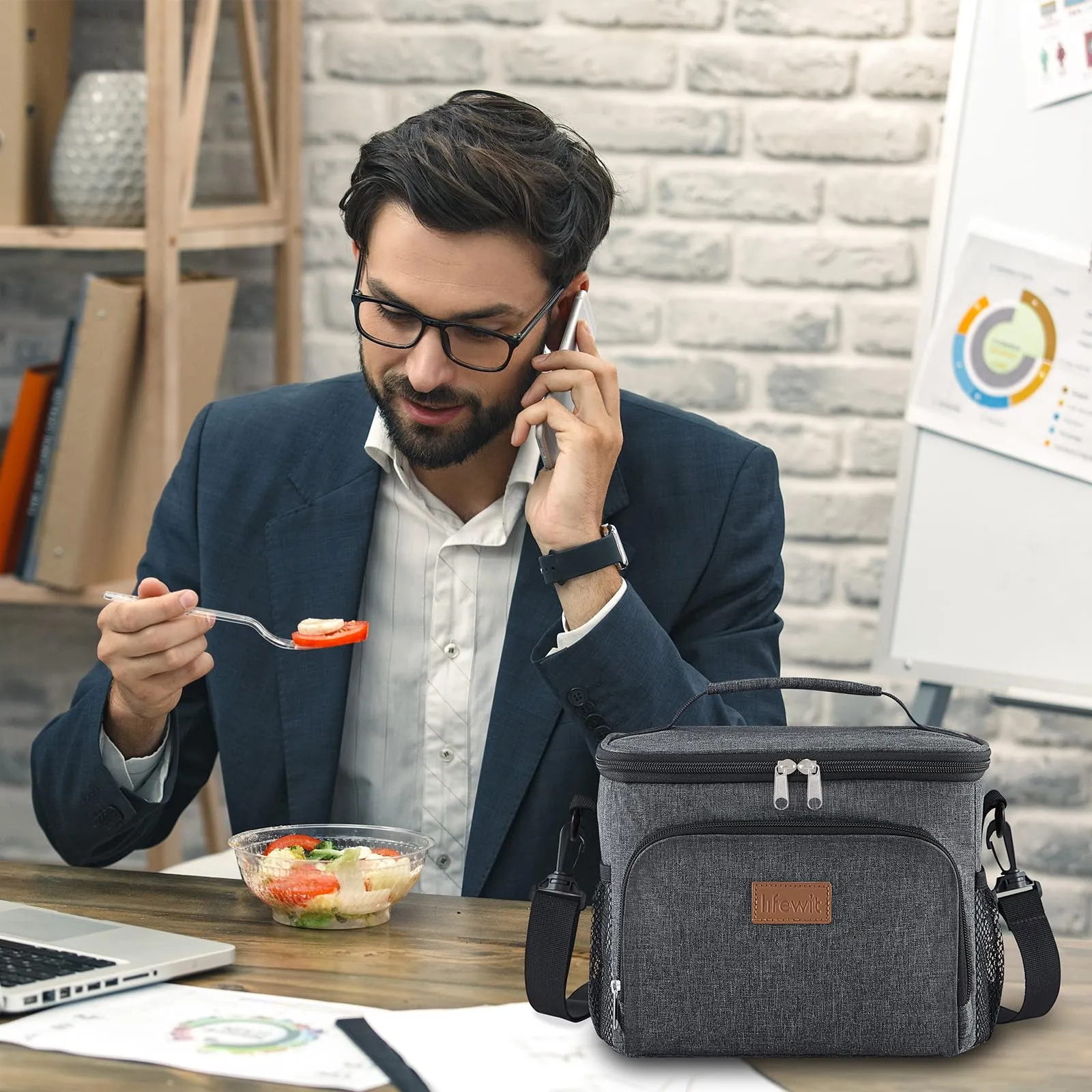 Lifewit Borsa Termica Porta Pranzo Impermeabile, 9L, Grigio Scuro - immagine 8