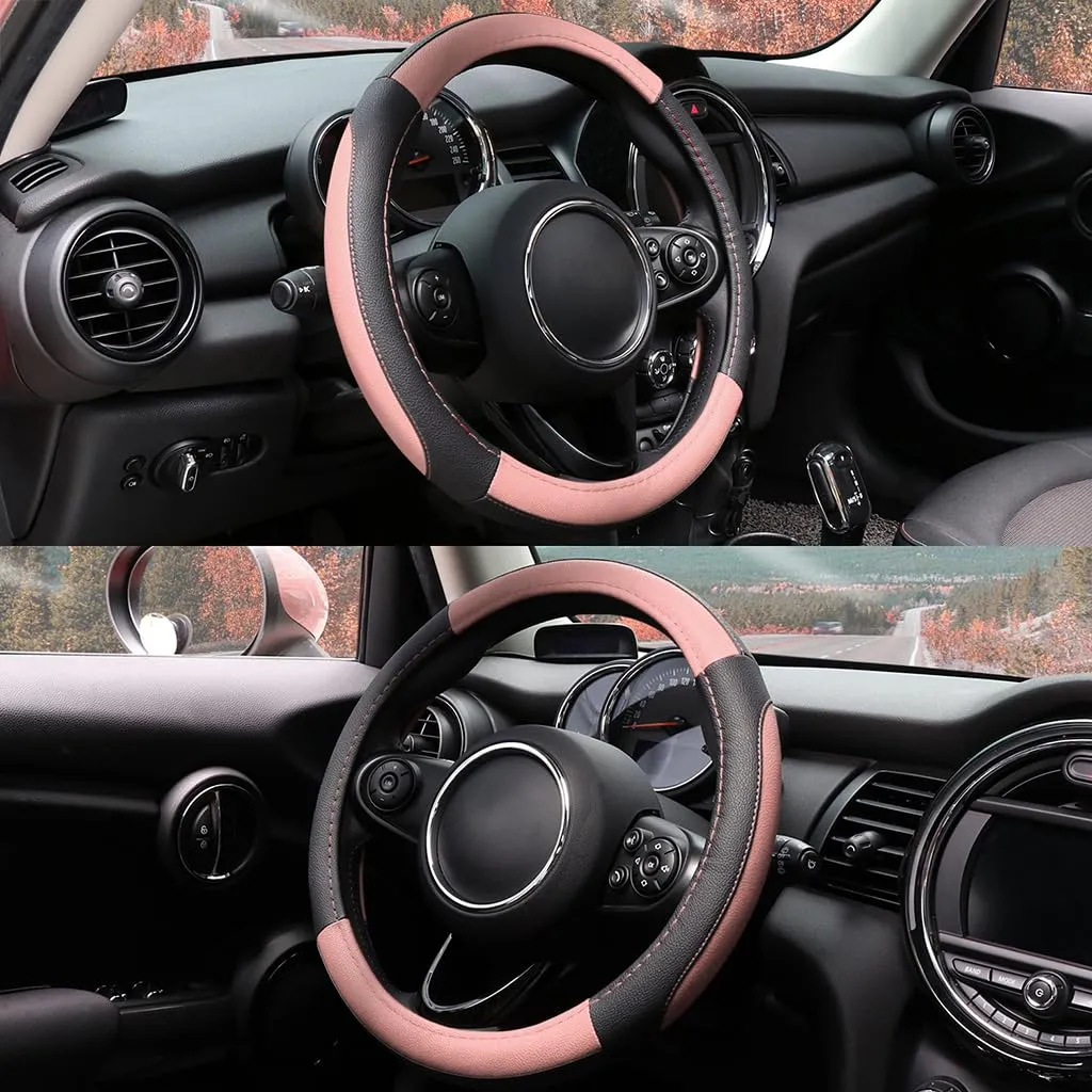 COFIT Coprivolante Auto Universale in Pelle Microfibra, M 37-38cm, Rosa e Nero - immagine 2