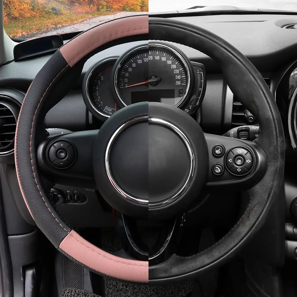 COFIT Coprivolante Auto Universale in Pelle Microfibra, M 37-38cm, Rosa e Nero - immagine 3