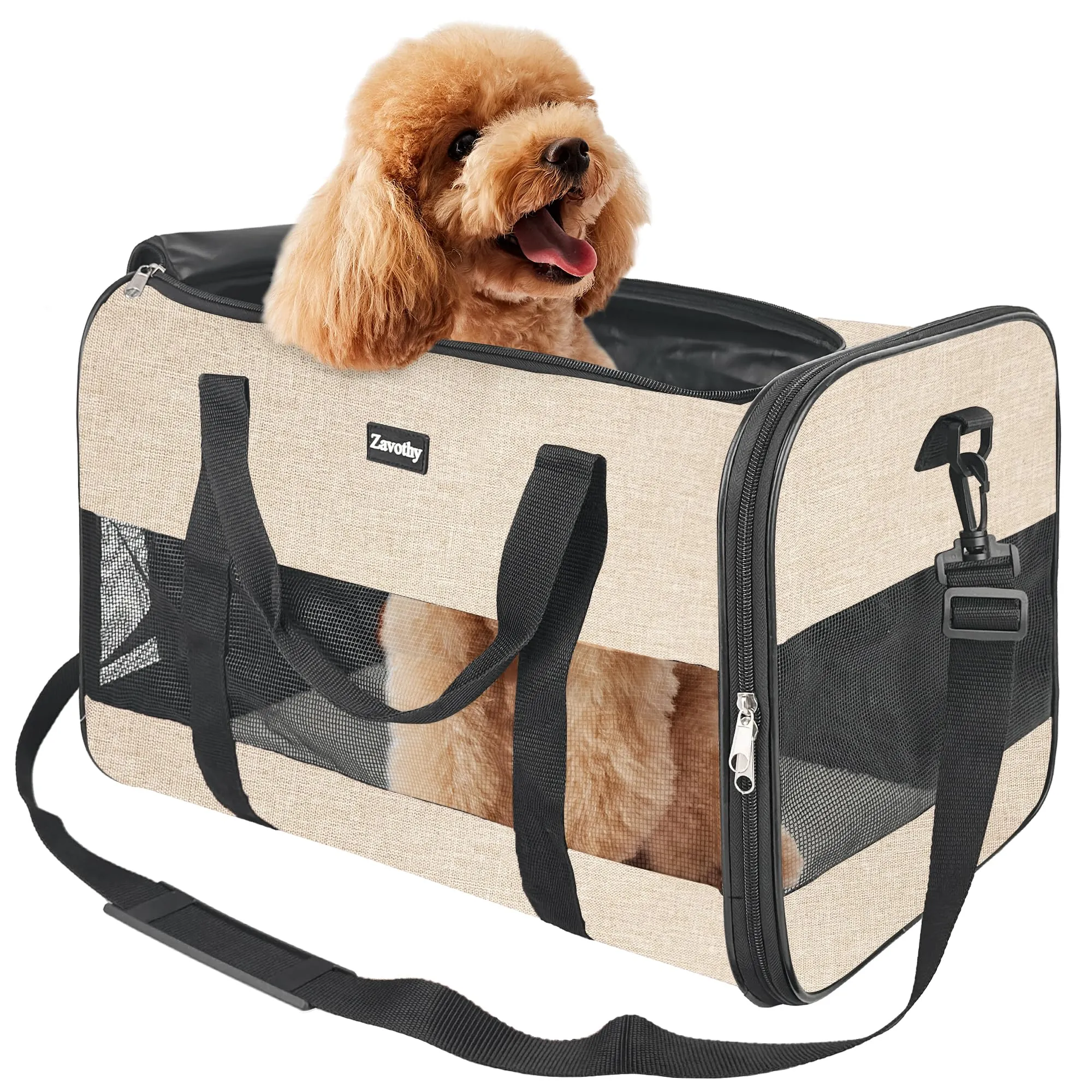 Zavothy Borsa per il Trasporto Gatti e Cani, Traspirante e Pieghevole con Tracolla Regolabile e Materasso Rimovibile, L, Grigio - immagine 1