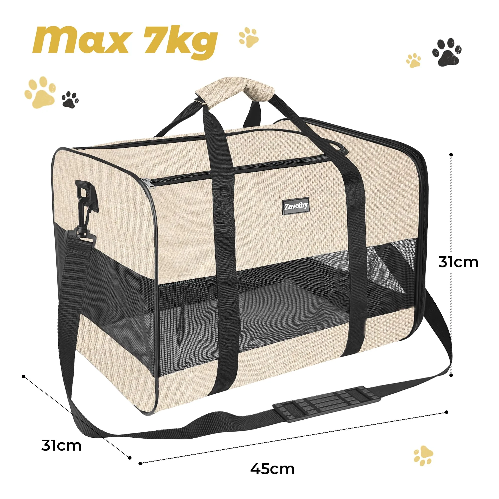 Zavothy Borsa per il Trasporto Gatti e Cani, Traspirante e Pieghevole con Tracolla Regolabile e Materasso Rimovibile, L, Grigio - immagine 2