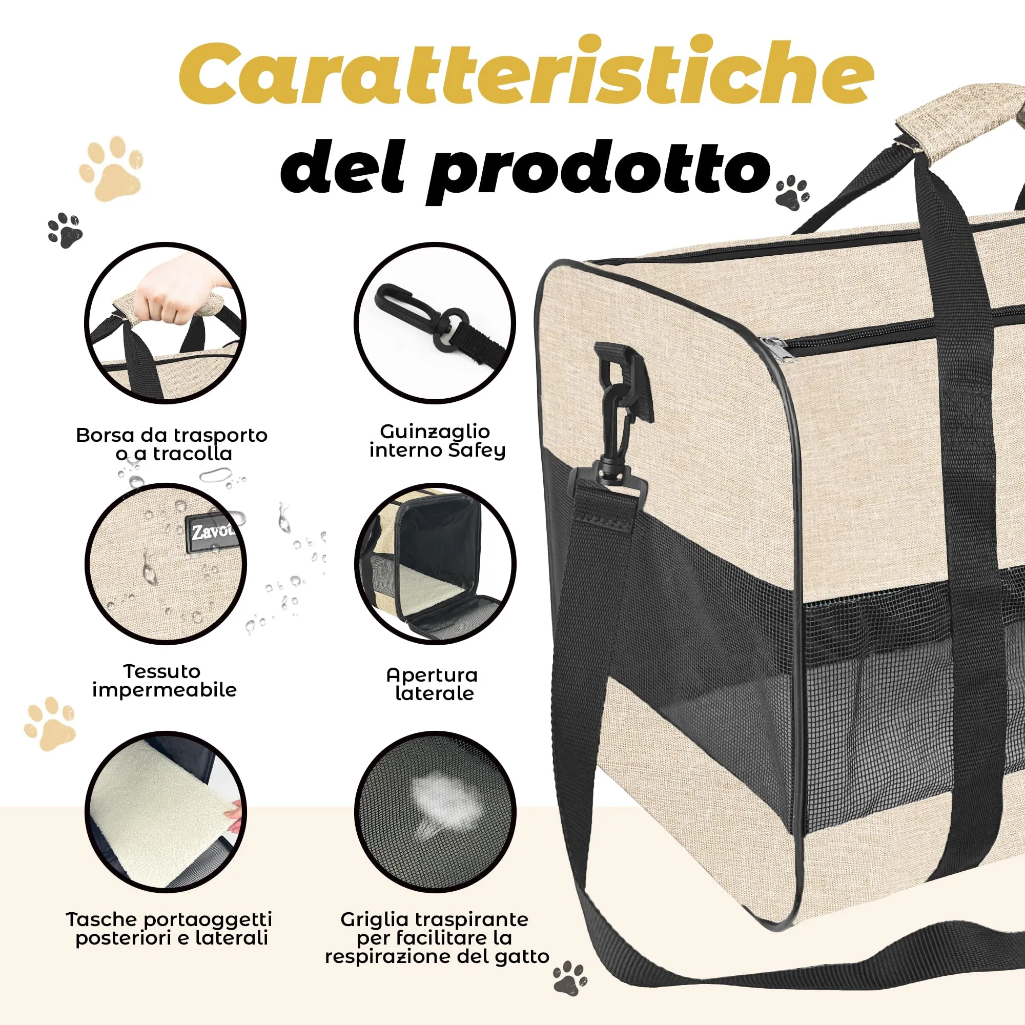 Zavothy Borsa per il Trasporto Gatti e Cani, Traspirante e Pieghevole con Tracolla Regolabile e Materasso Rimovibile, L, Grigio - immagine 3