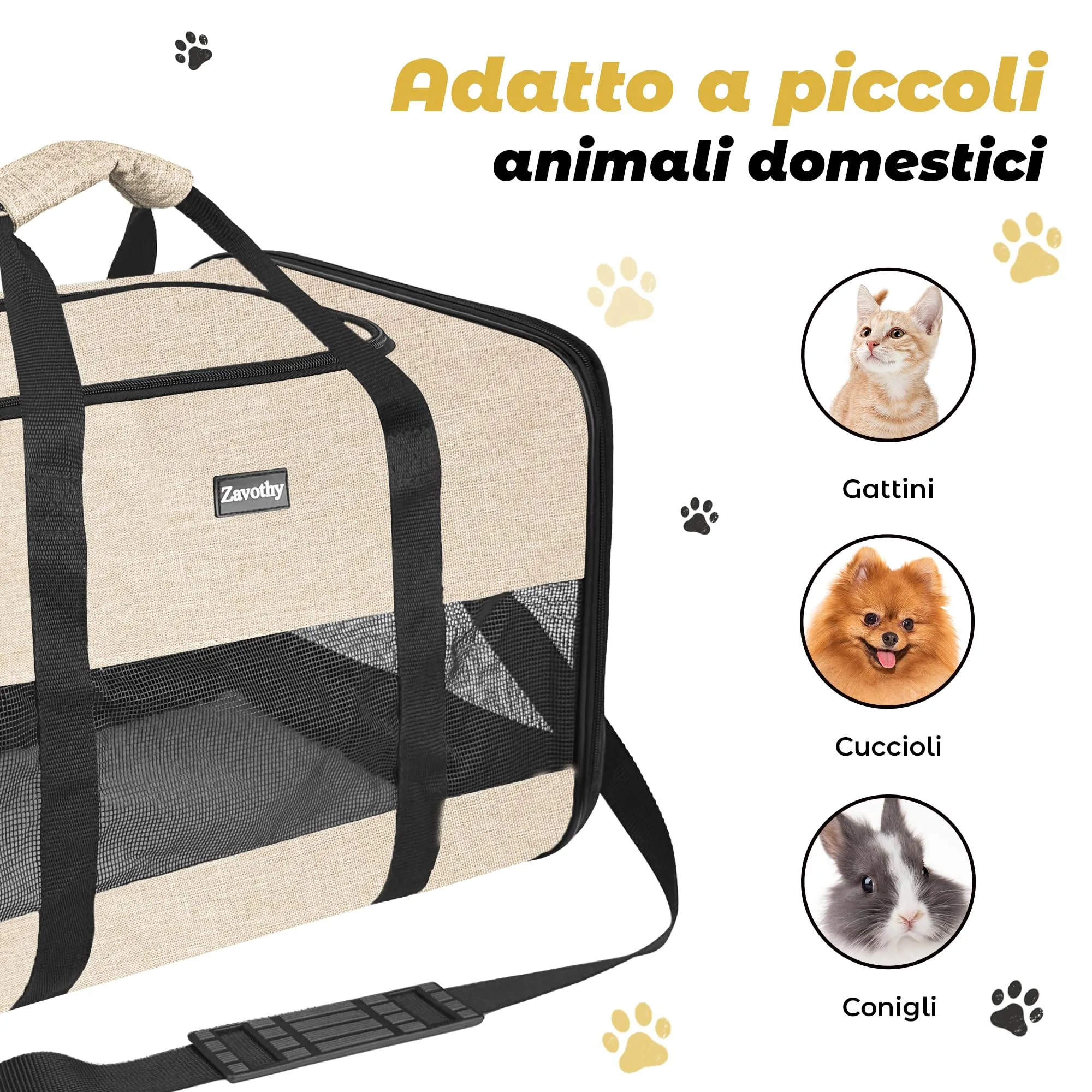 Zavothy Borsa per il Trasporto Gatti e Cani, Traspirante e Pieghevole con Tracolla Regolabile e Materasso Rimovibile, L, Grigio - immagine 5