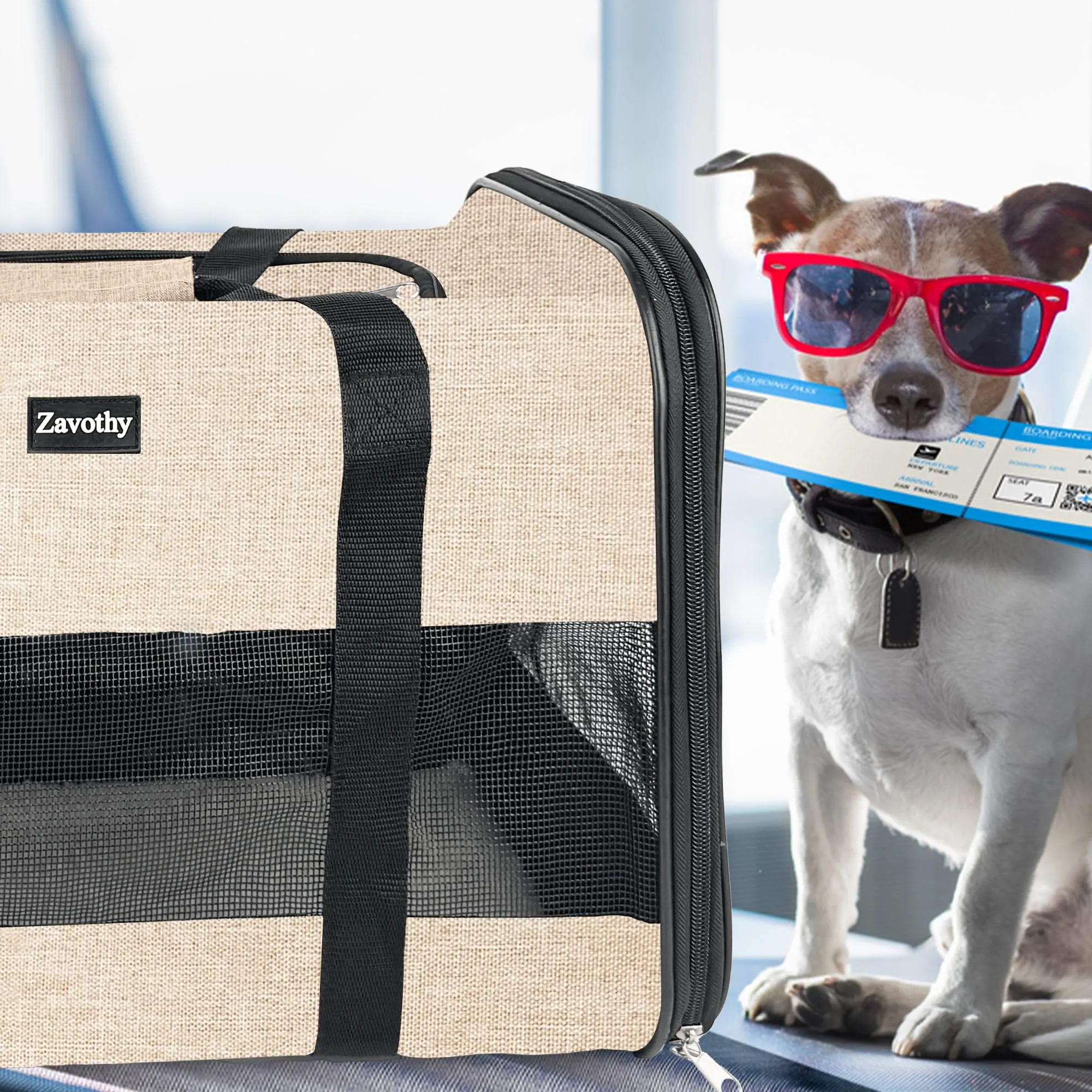 Zavothy Borsa per il Trasporto Gatti e Cani, Traspirante e Pieghevole con Tracolla Regolabile e Materasso Rimovibile, L, Grigio - immagine 9