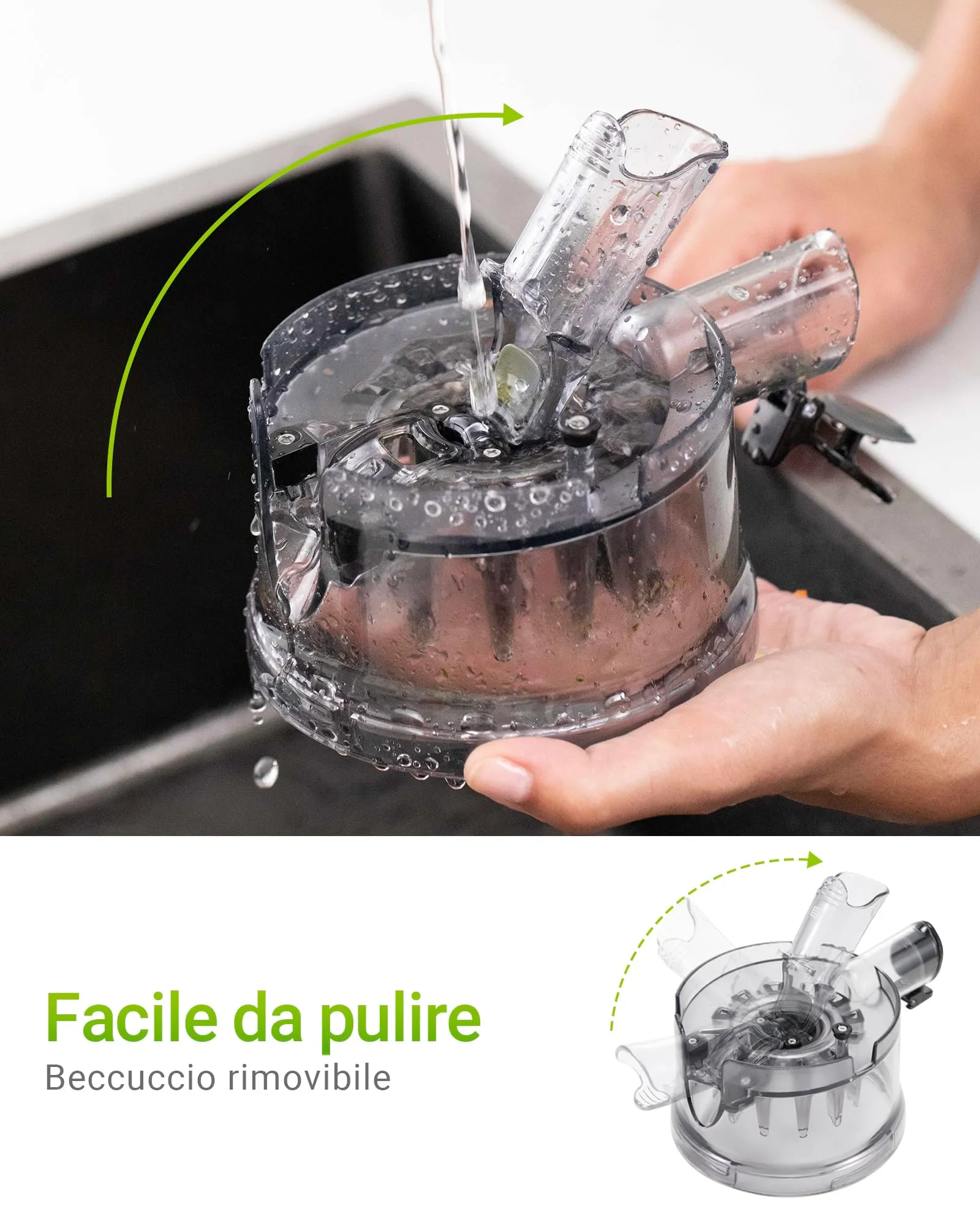 TUUMIIST Estrattore di Succo Frutta e Verdura 1,8L, Bocca 135mm, Nero, TM-580SJ - immagine 5