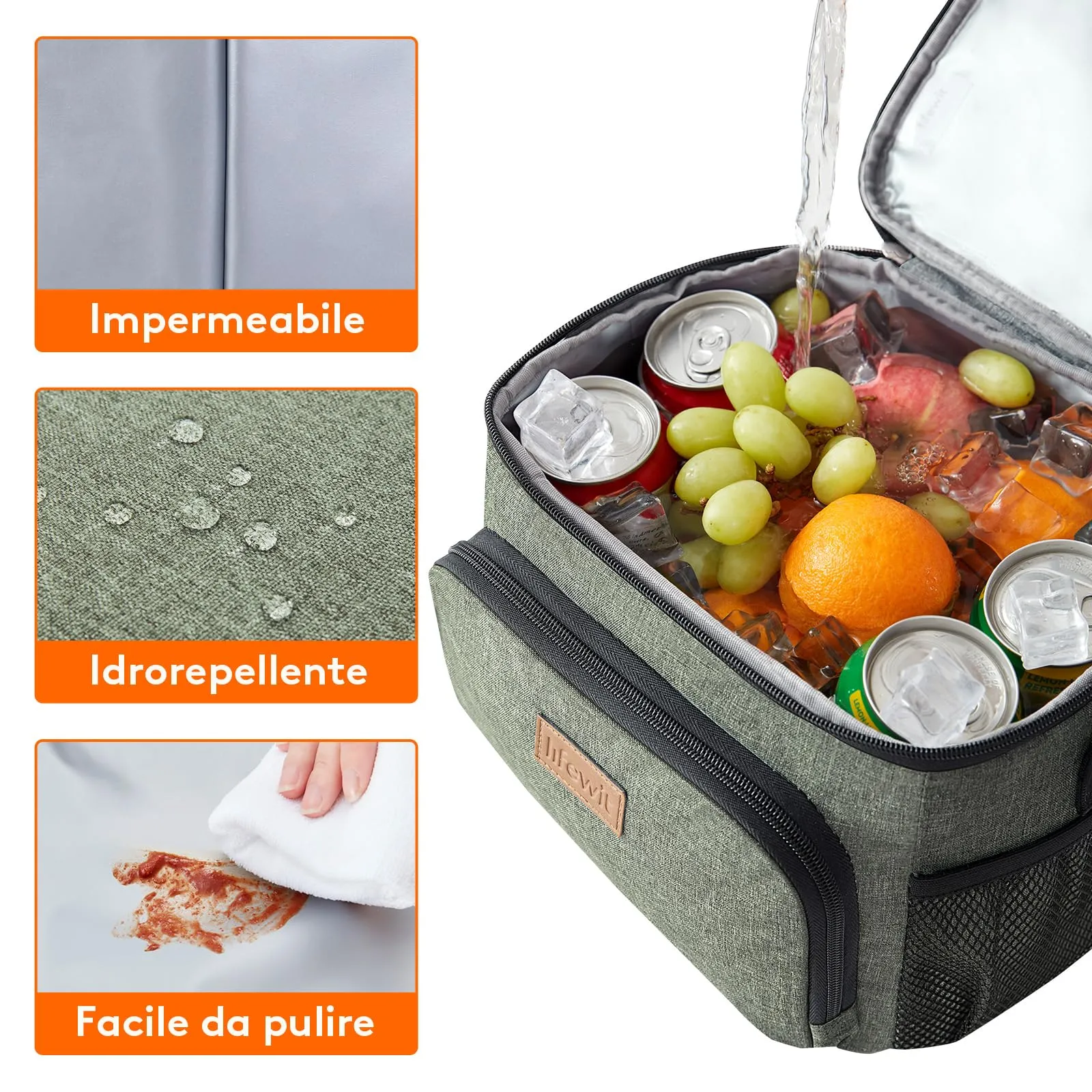 Lifewit Borsa Termica Porta Pranzo Impermeabile, 9L, Verde Scuro - immagine 4