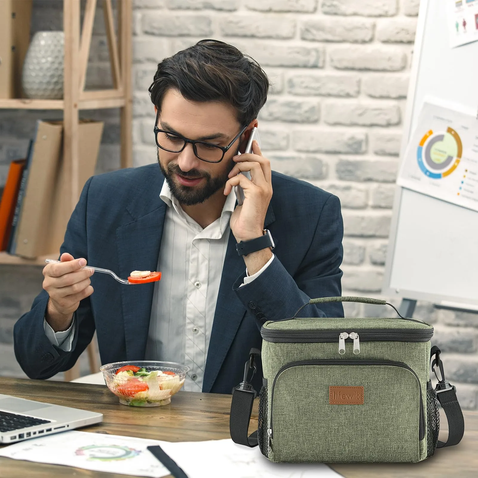 Lifewit Borsa Termica Porta Pranzo Impermeabile, 9L, Verde Scuro - immagine 8