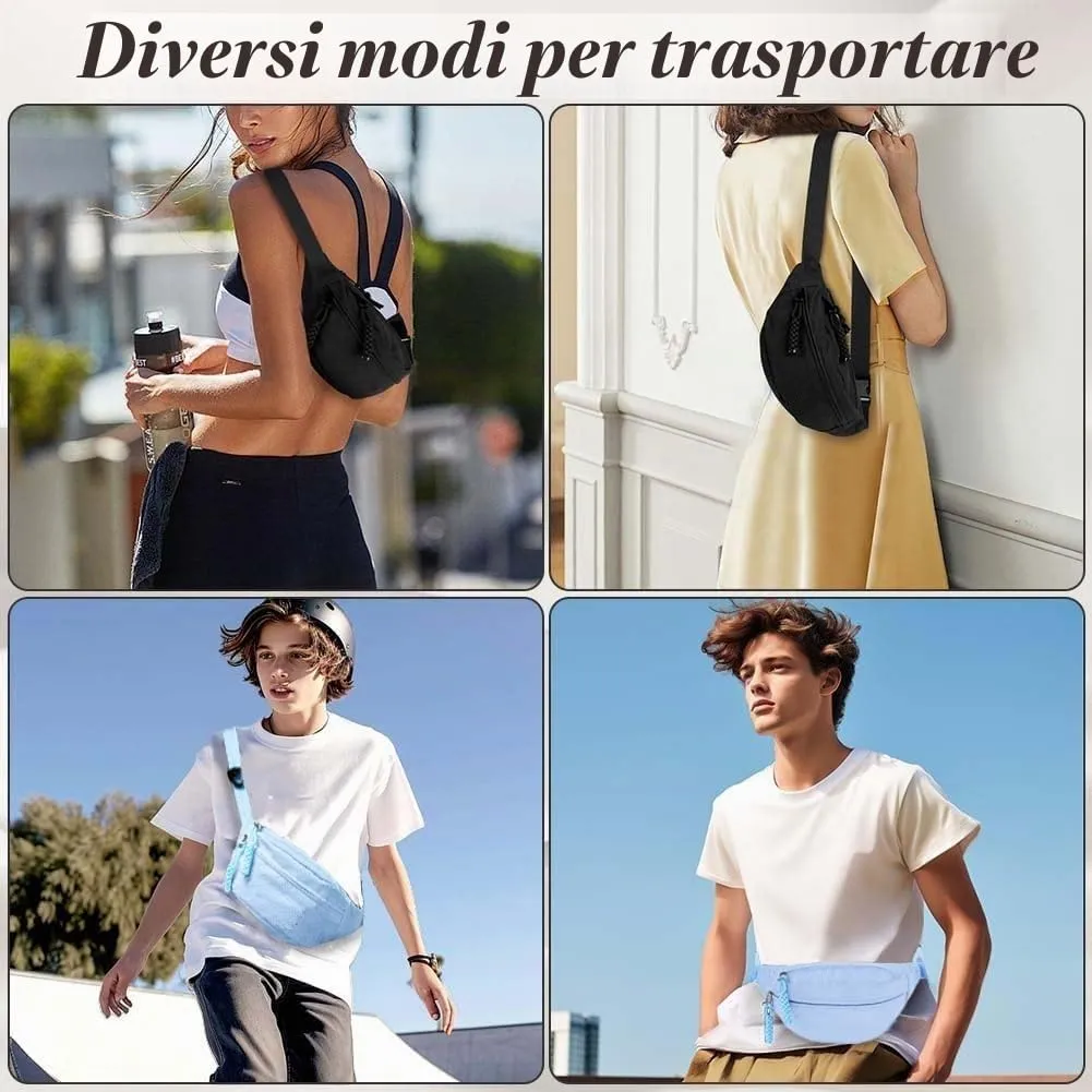 Aucuu Marsupio in Velluto a Coste per Donna e Uomo con Cinturino Regolabile - immagine 4