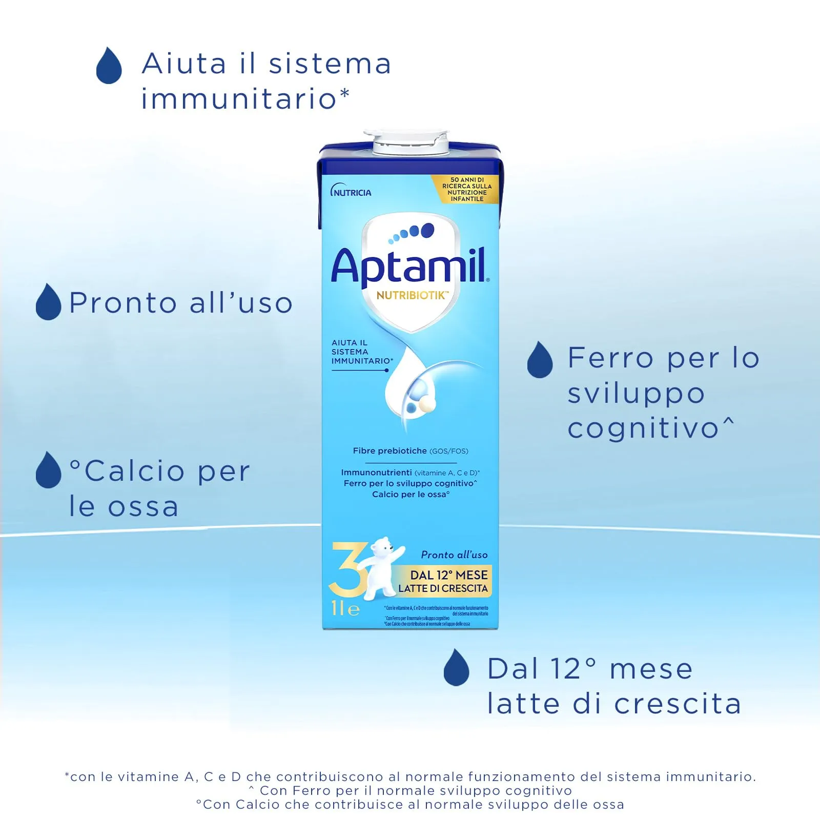 Aptamil 3 Latte di Crescita Liquido per Bambini dai 12 mesi, Pronto all'uso, 6 Litri (6x1L) - immagine 4