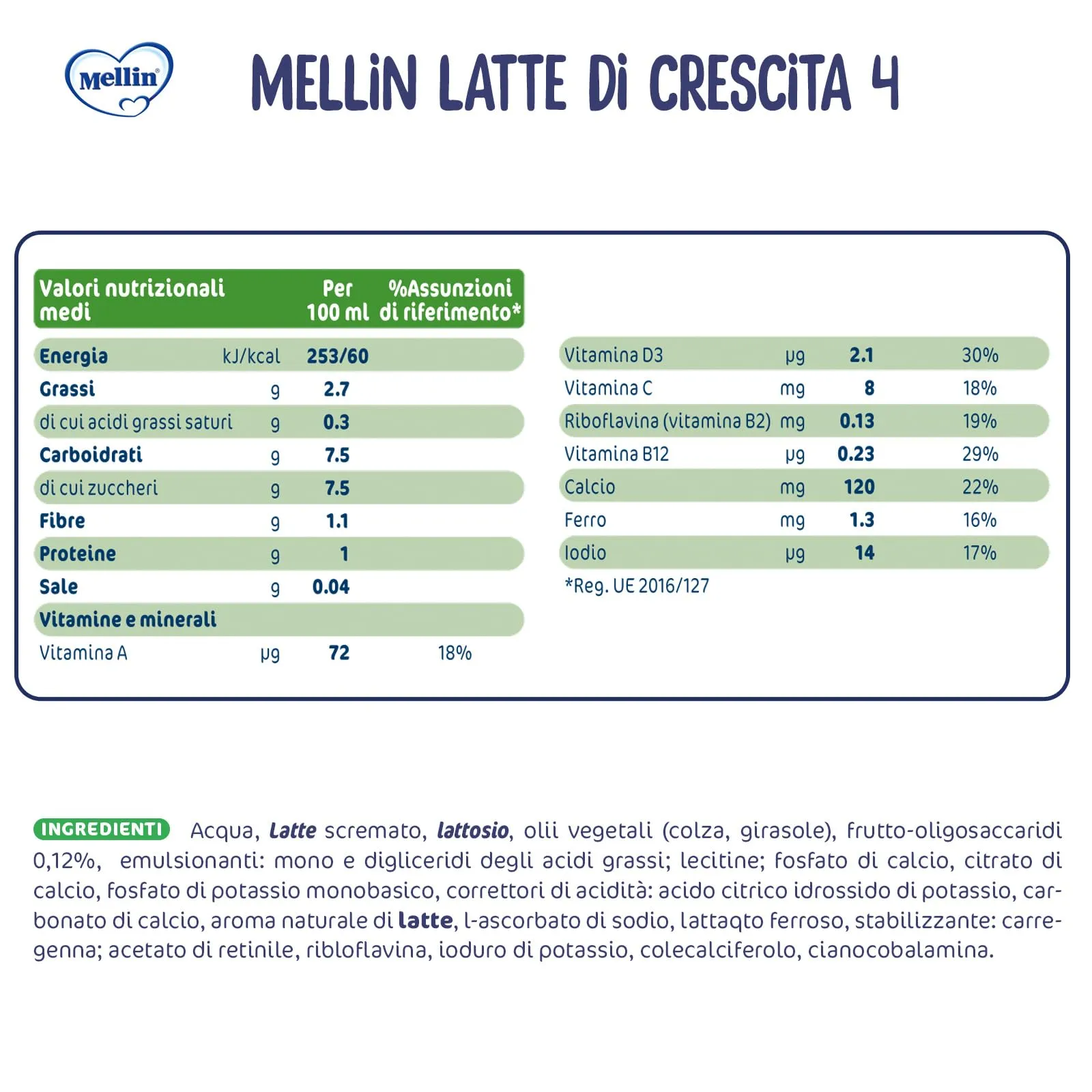 Mellin 4 Latte di Crescita Liquido per Bambini dal 2° al 3° anno, 6x1L - immagine 4