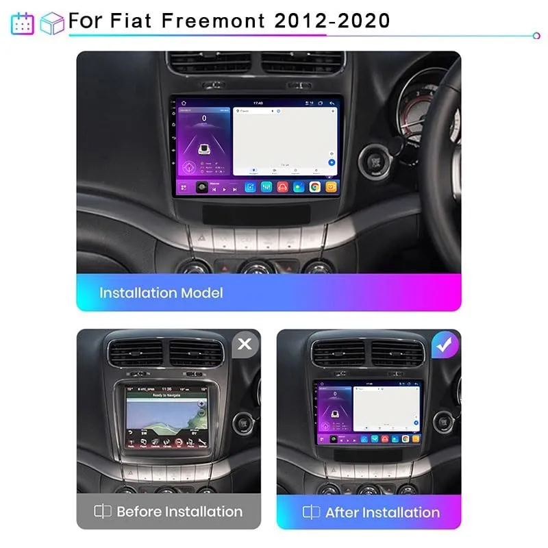 XIXIYAN Android 9 Inch GPS Navigation Radio for Fiat Freemont 2012-2020, 4 Core WiFi 1G+32G, CarPlay, Bluetooth, Steering Wheel Control, DAB - immagine 2