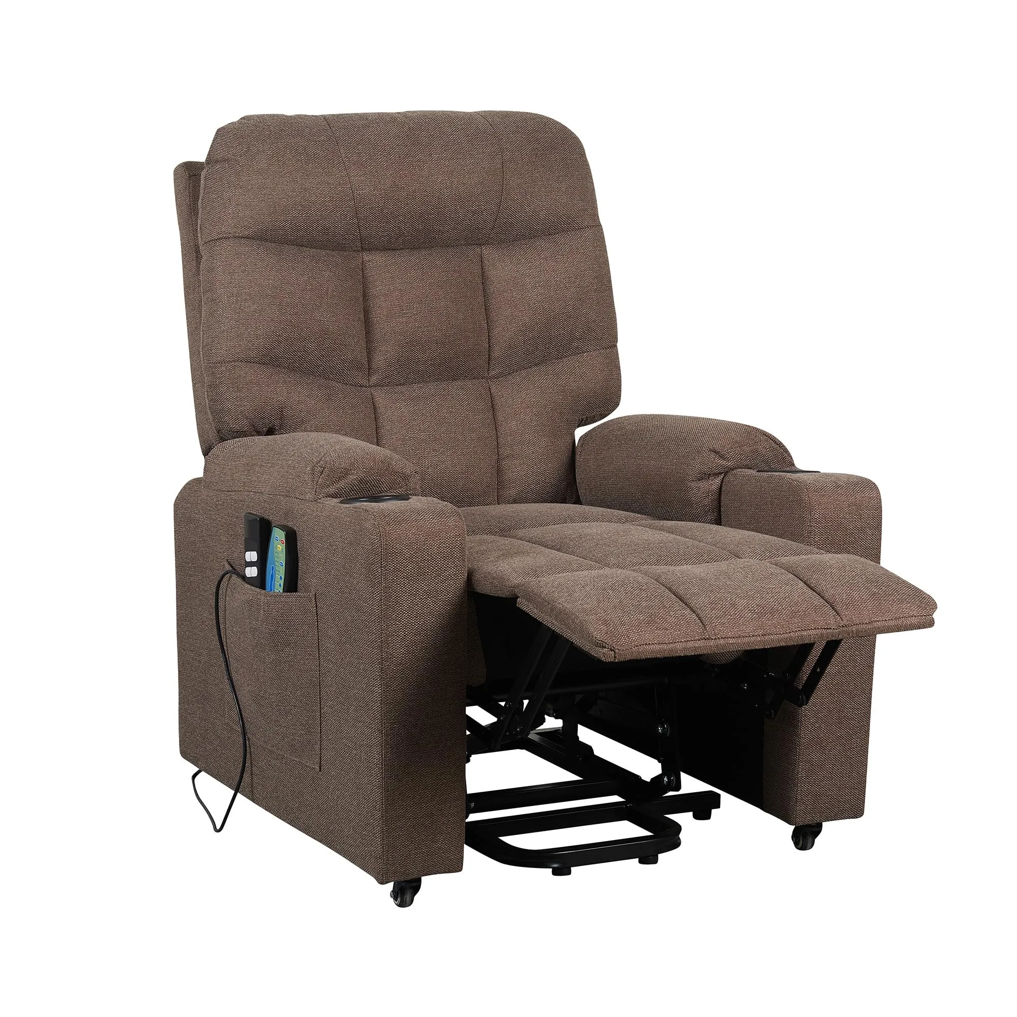 Poltrone Italia Patty 2 Poltrona Relax Elettrica 2 Motori con Vibromassaggio e Kit 4 Ruote, Marrone - immagine 3