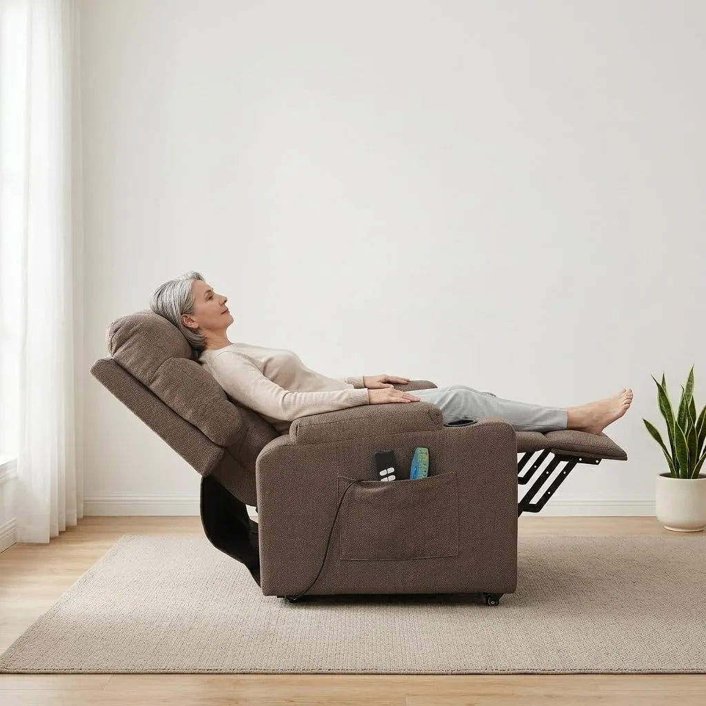 Poltrone Italia Patty 2 Poltrona Relax Elettrica 2 Motori con Vibromassaggio e Kit 4 Ruote, Marrone - immagine 4