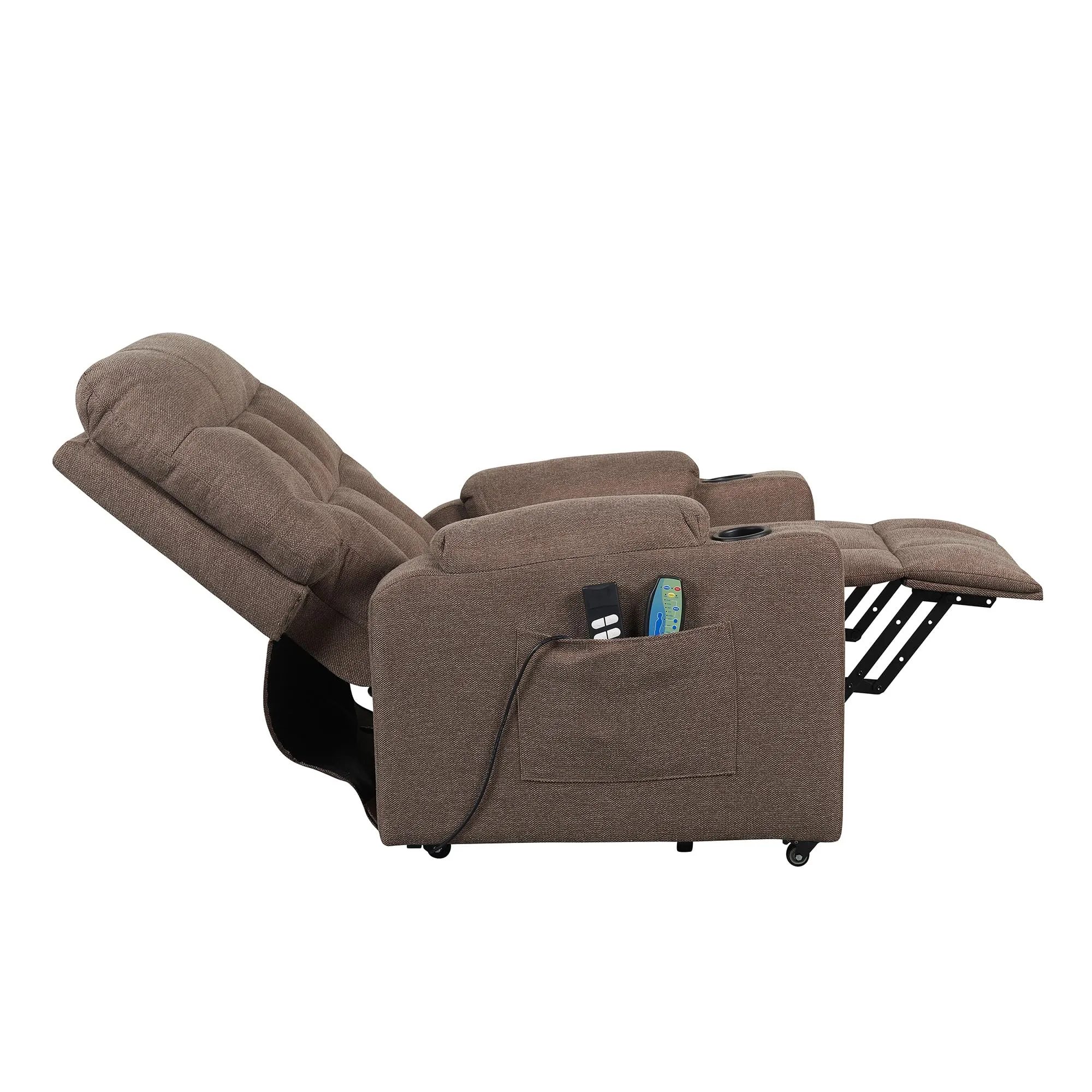 Poltrone Italia Patty 2 Poltrona Relax Elettrica 2 Motori con Vibromassaggio e Kit 4 Ruote, Marrone - immagine 5