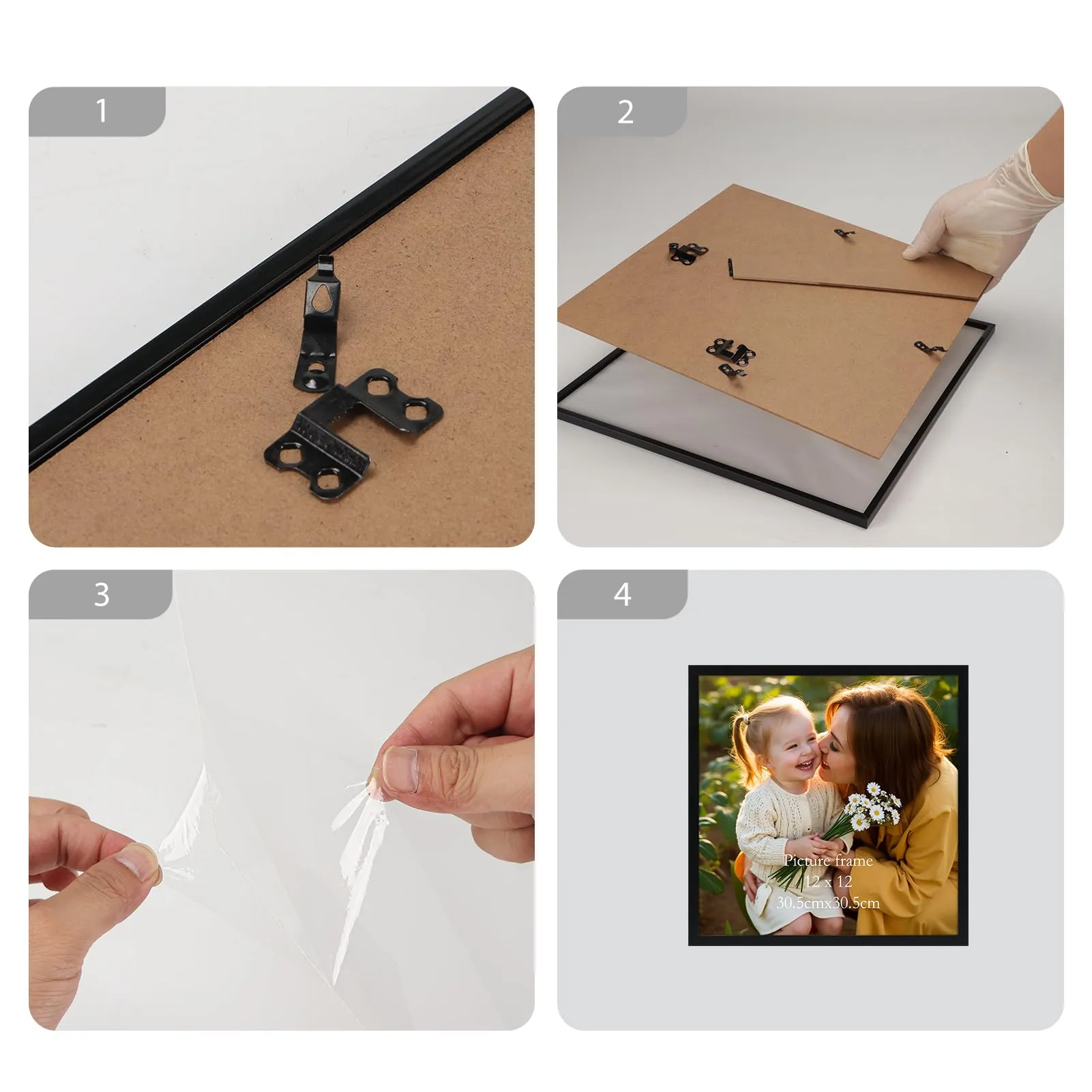 Hoikwo Cornici in PVC Nere, 30x30 cm, Set di 3 - immagine 3