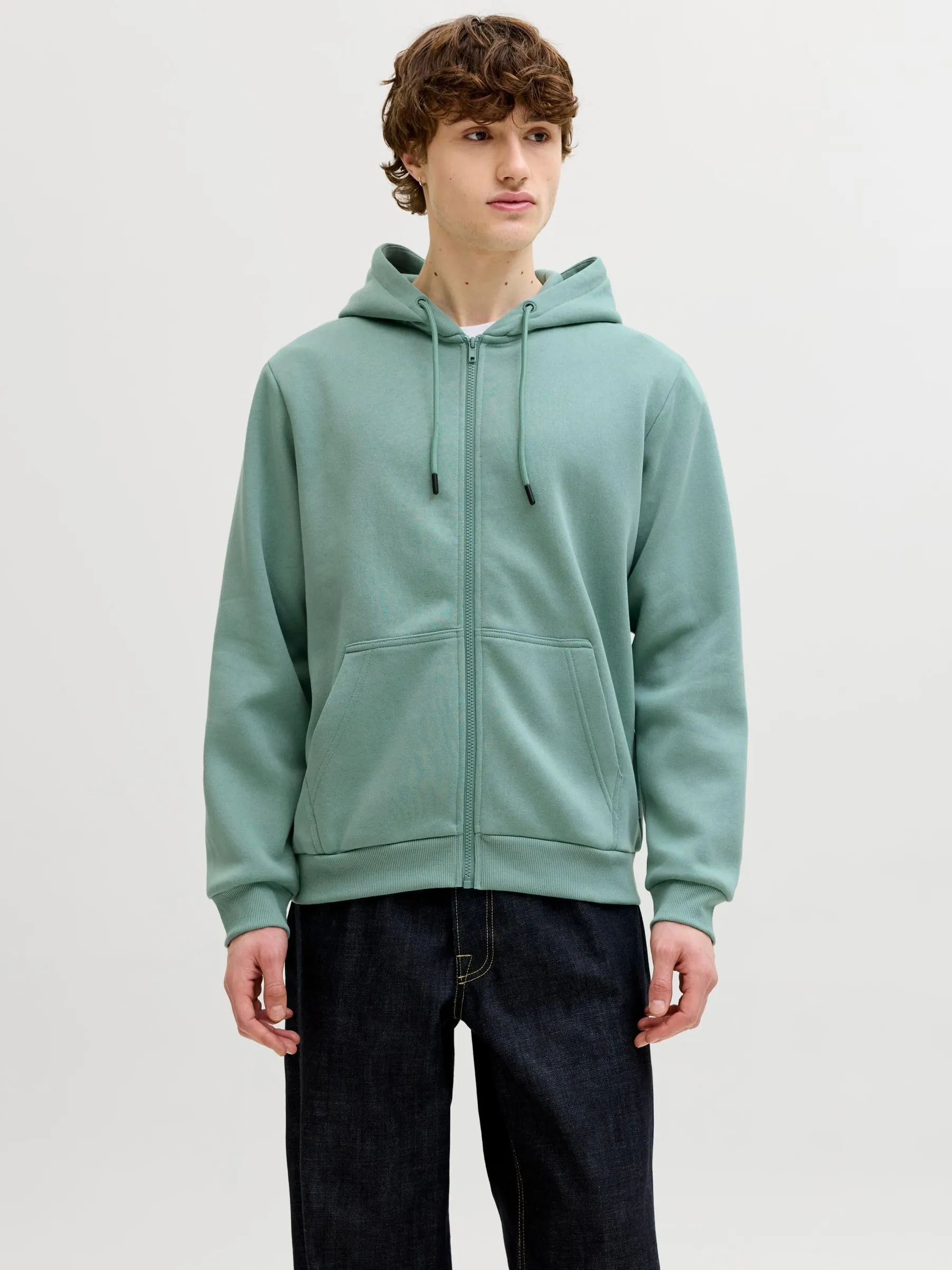 Jack & Jones Felpa con Cappuccio e Zip Turchese - M - immagine 2