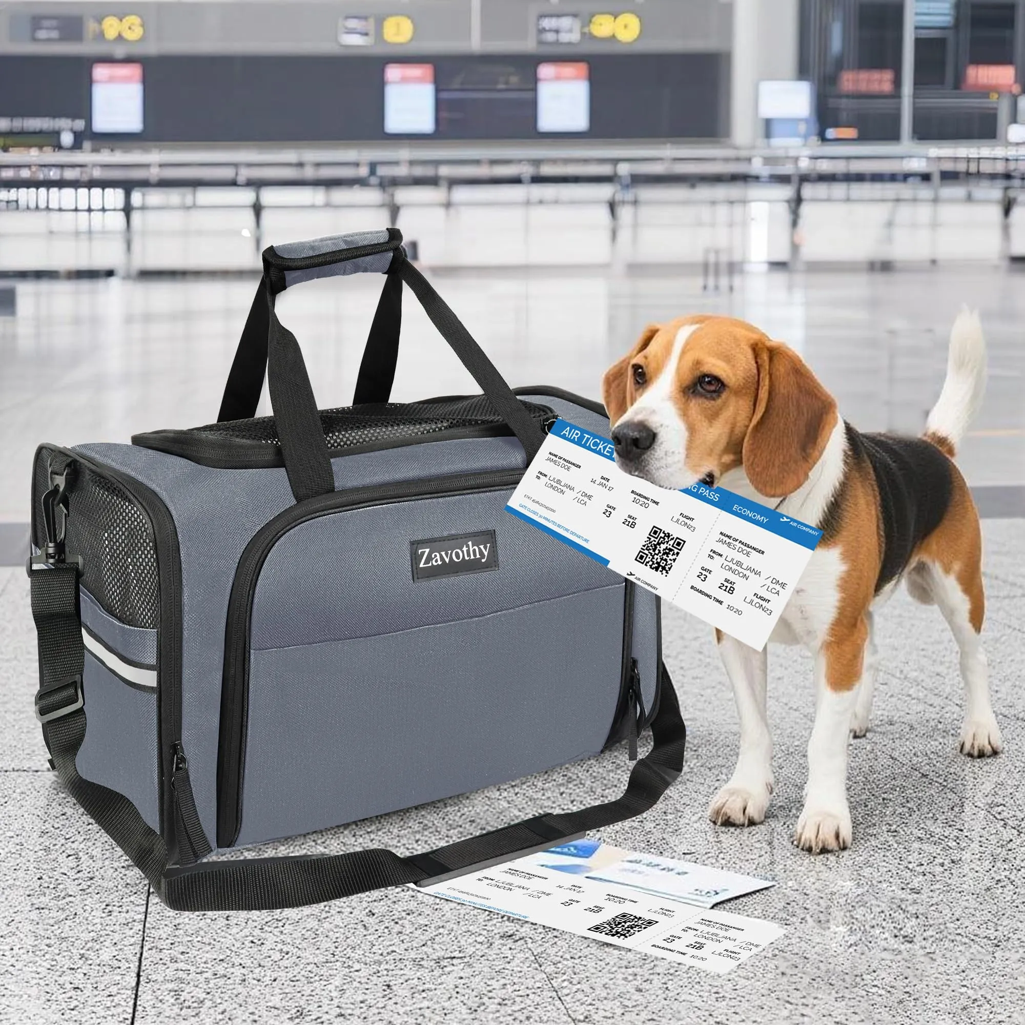 Zavothy Borsa per il Trasporto di Gatti e Cani, Traspirante e Pieghevole con Tracolla Regolabile e Materasso in Peluche Rimovibile, XL, Grigio - immagine 9