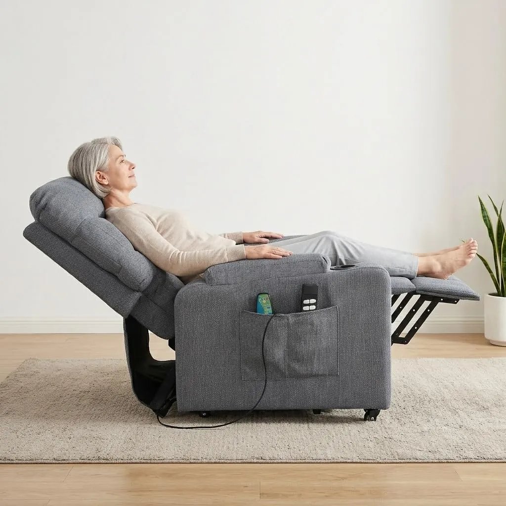 Poltrone Italia Patty 2 Poltrona Relax Elettrica 2 Motori con Riscaldamento e Vibromassaggio, Grigio Antimacchia - immagine 2