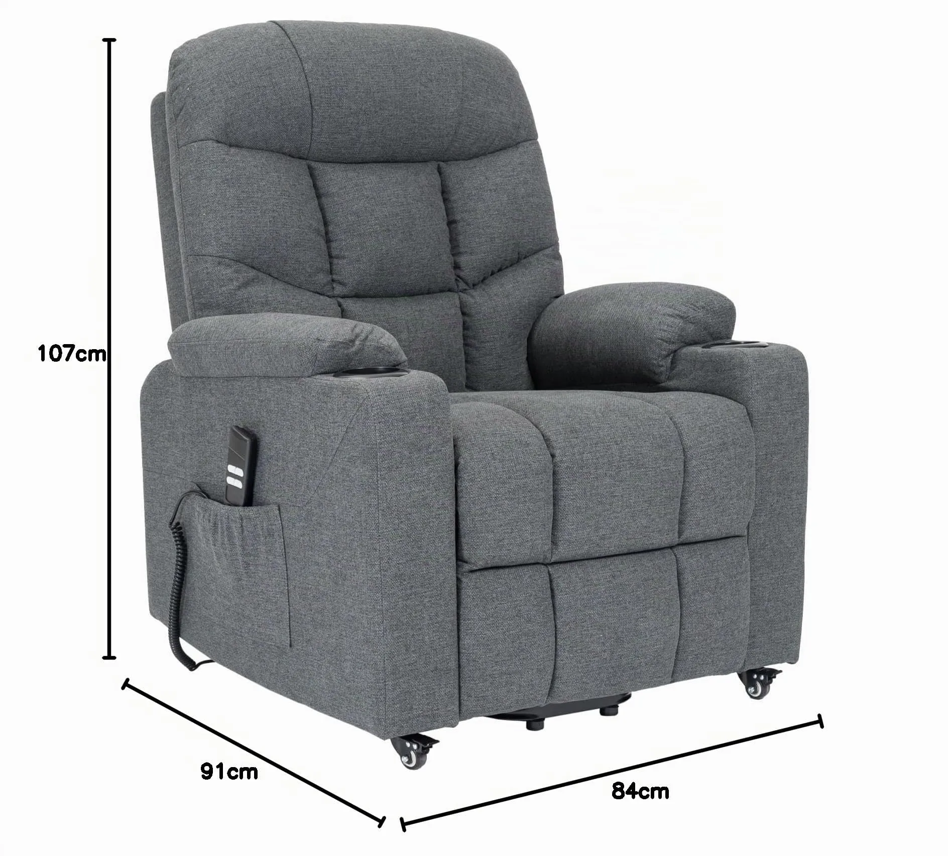 Poltrone Italia Patty 2 Poltrona Relax Elettrica 2 Motori con Riscaldamento e Vibromassaggio, Grigio Antimacchia - immagine 3