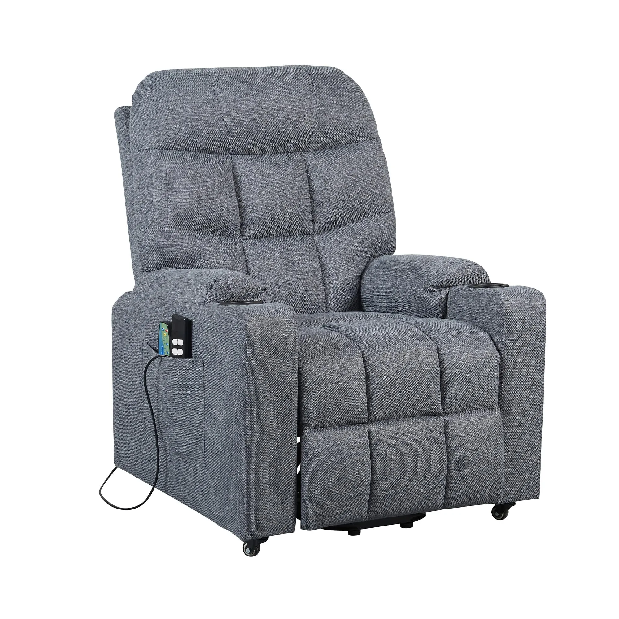 Poltrone Italia Patty 2 Poltrona Relax Elettrica 2 Motori con Riscaldamento e Vibromassaggio, Grigio Antimacchia - immagine 5