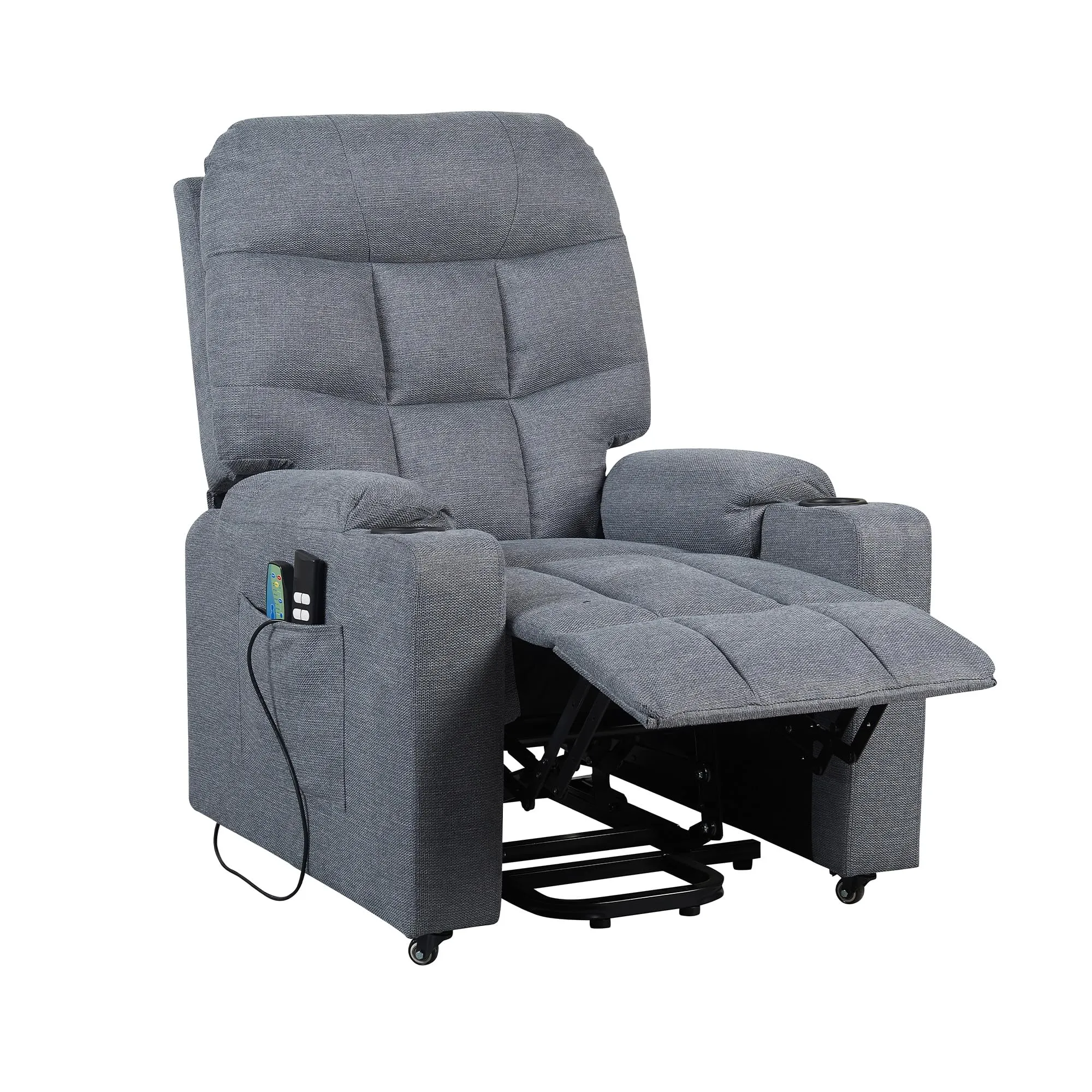 Poltrone Italia Patty 2 Poltrona Relax Elettrica 2 Motori con Riscaldamento e Vibromassaggio, Grigio Antimacchia - immagine 6