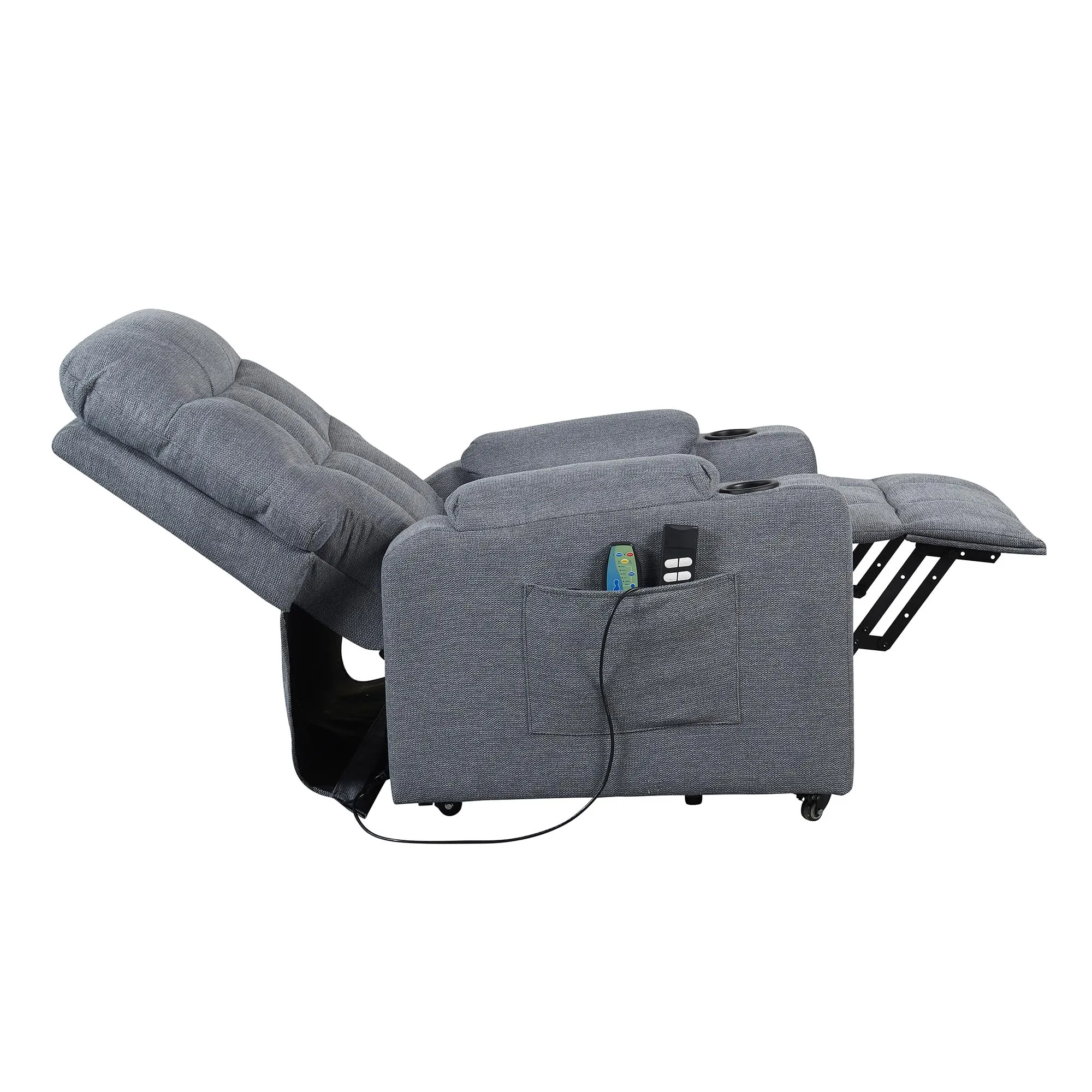 Poltrone Italia Patty 2 Poltrona Relax Elettrica 2 Motori con Riscaldamento e Vibromassaggio, Grigio Antimacchia - immagine 7