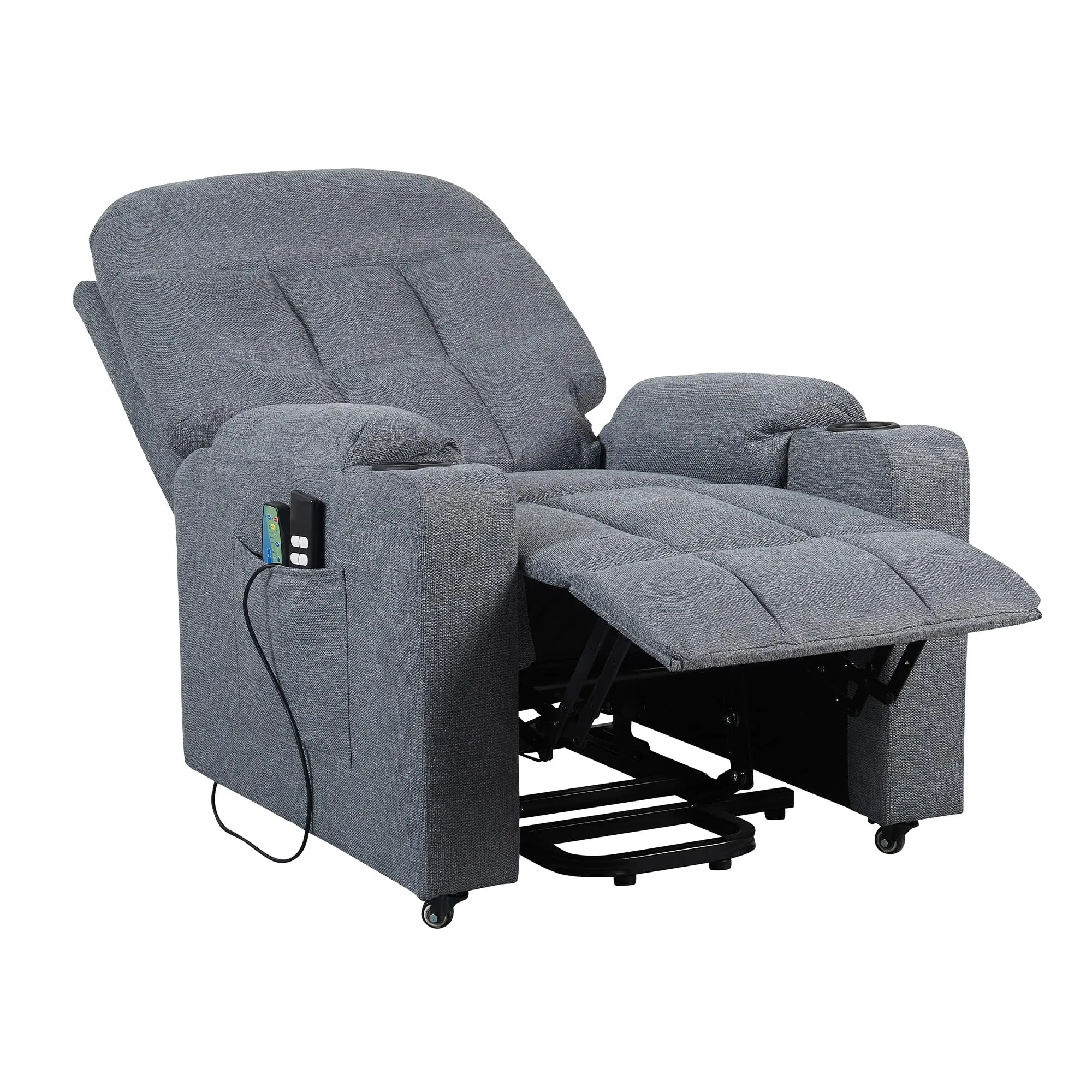 Poltrone Italia Patty 2 Poltrona Relax Elettrica 2 Motori con Riscaldamento e Vibromassaggio, Grigio Antimacchia - immagine 8