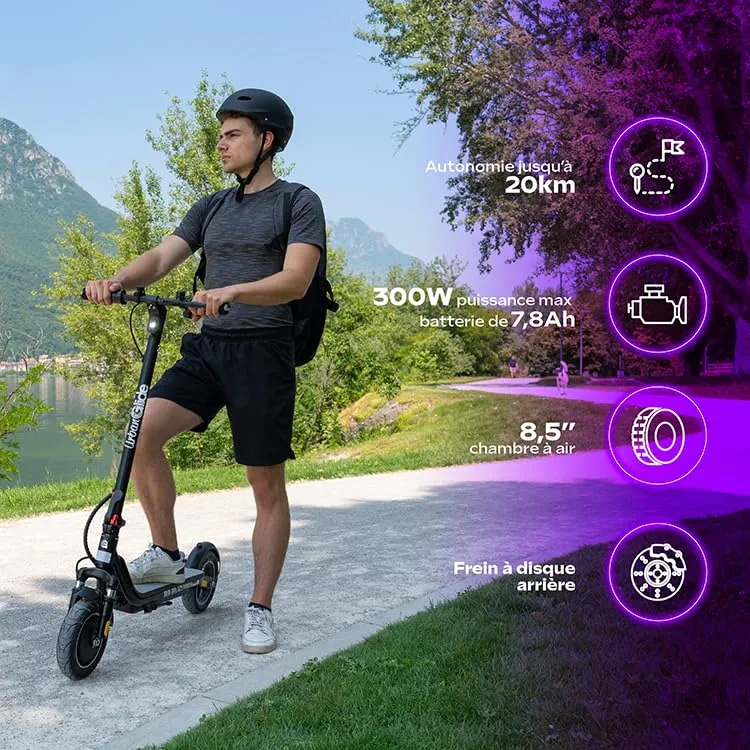 UrbanGlide Ride 85 Evo Electric Scooter, 250W, 20 km Range, 8.5" - immagine 2