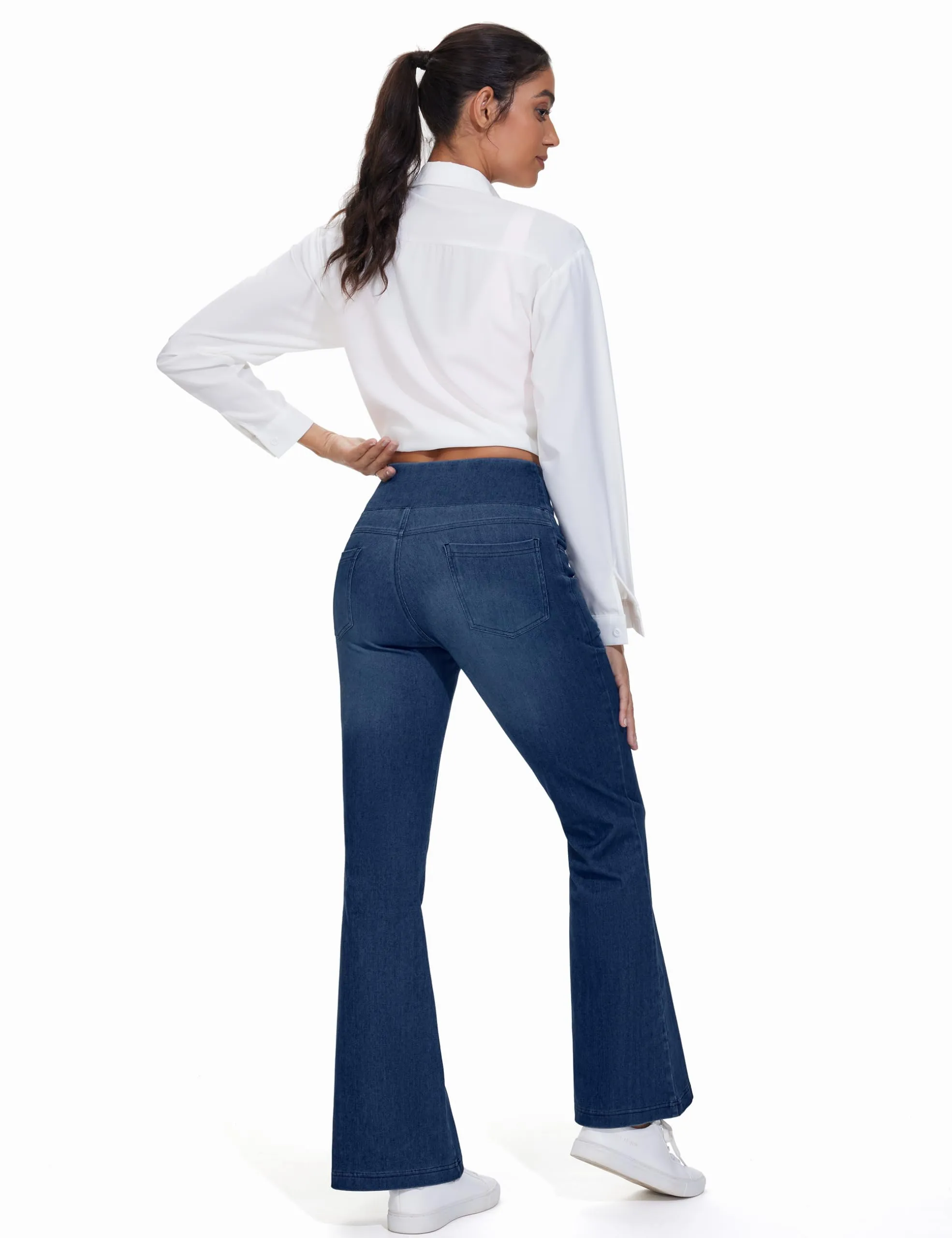 The Gym People Jeans Bootcut Donna Vita Alta Stretch Jeggings Zampa - immagine 7