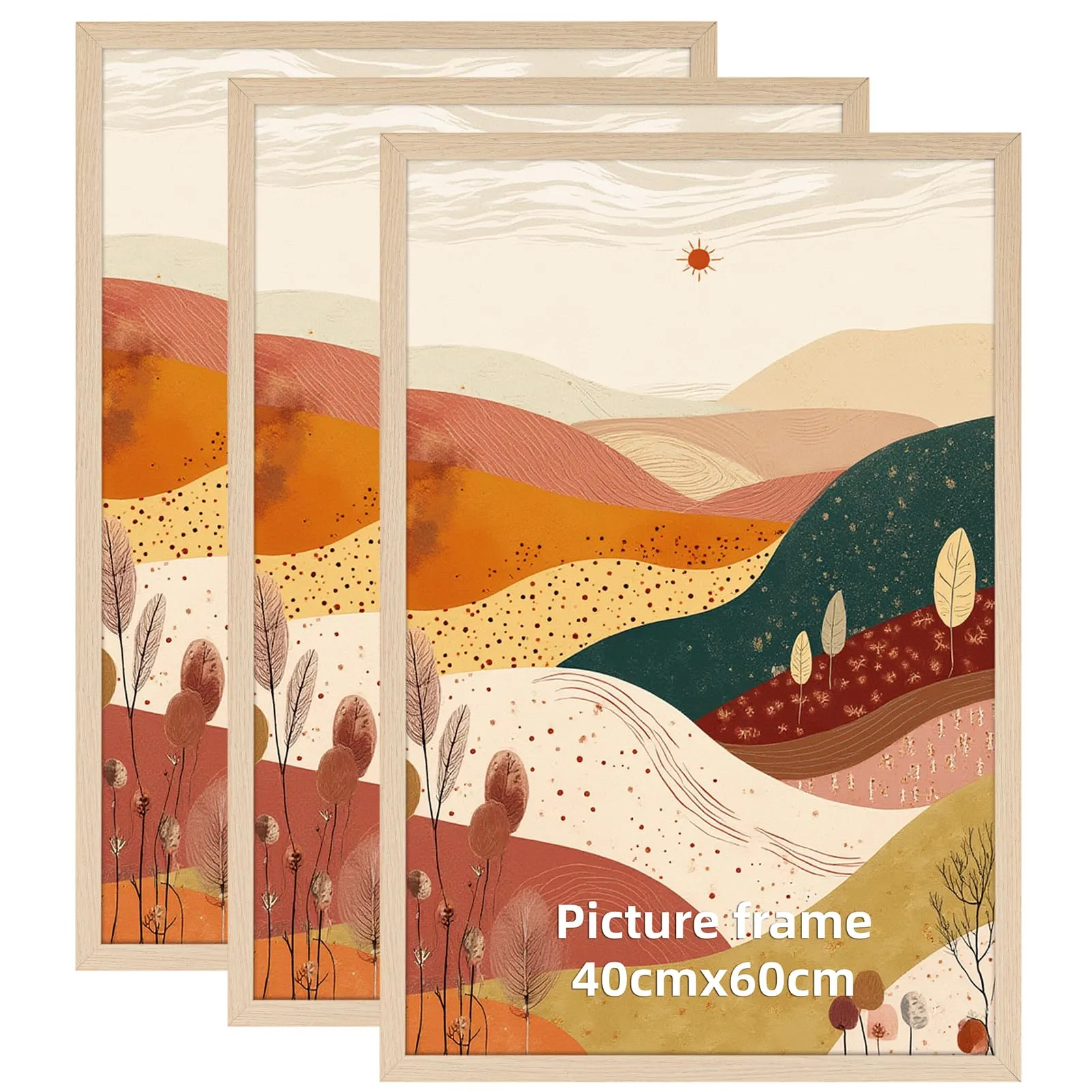 Hoikwo Cornici in PVC Colore Legno Naturale 40x60 cm, Set di 3 - immagine 1